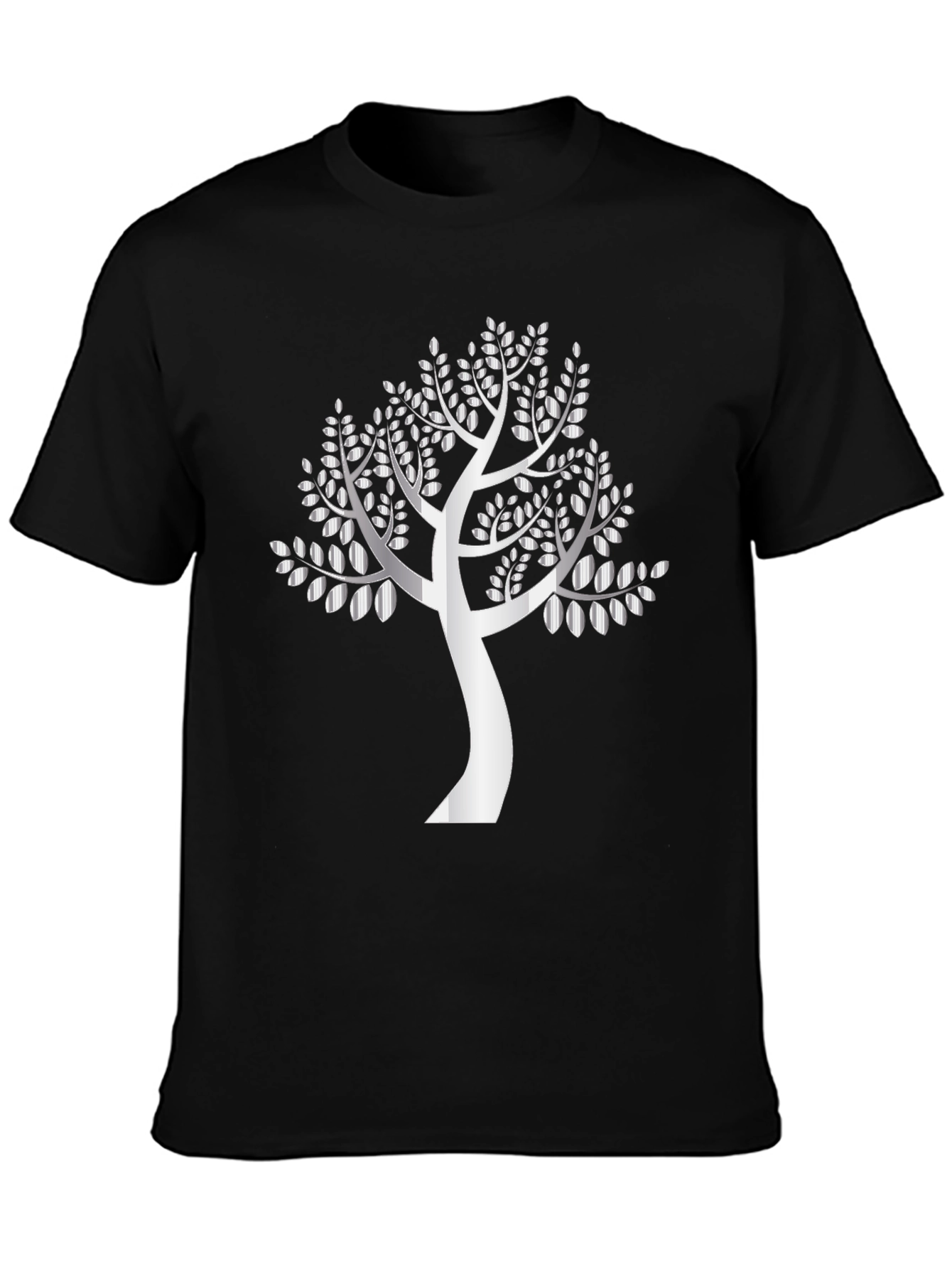 Black Silver Tree Graphic Black T-Shirt view 3