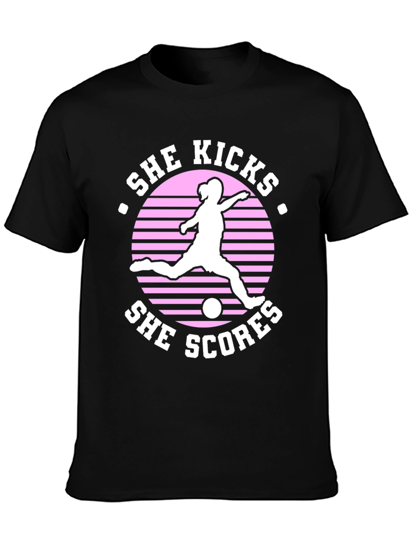 Black She Kicks She Scores Graphic T-Shirt view 3