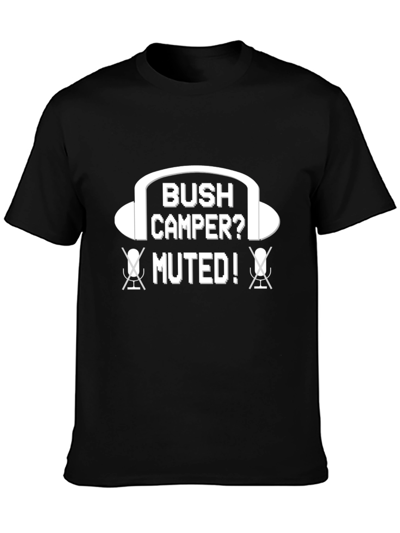 Black Bush Camper Muted Funny Gaming T-Shirt view 3