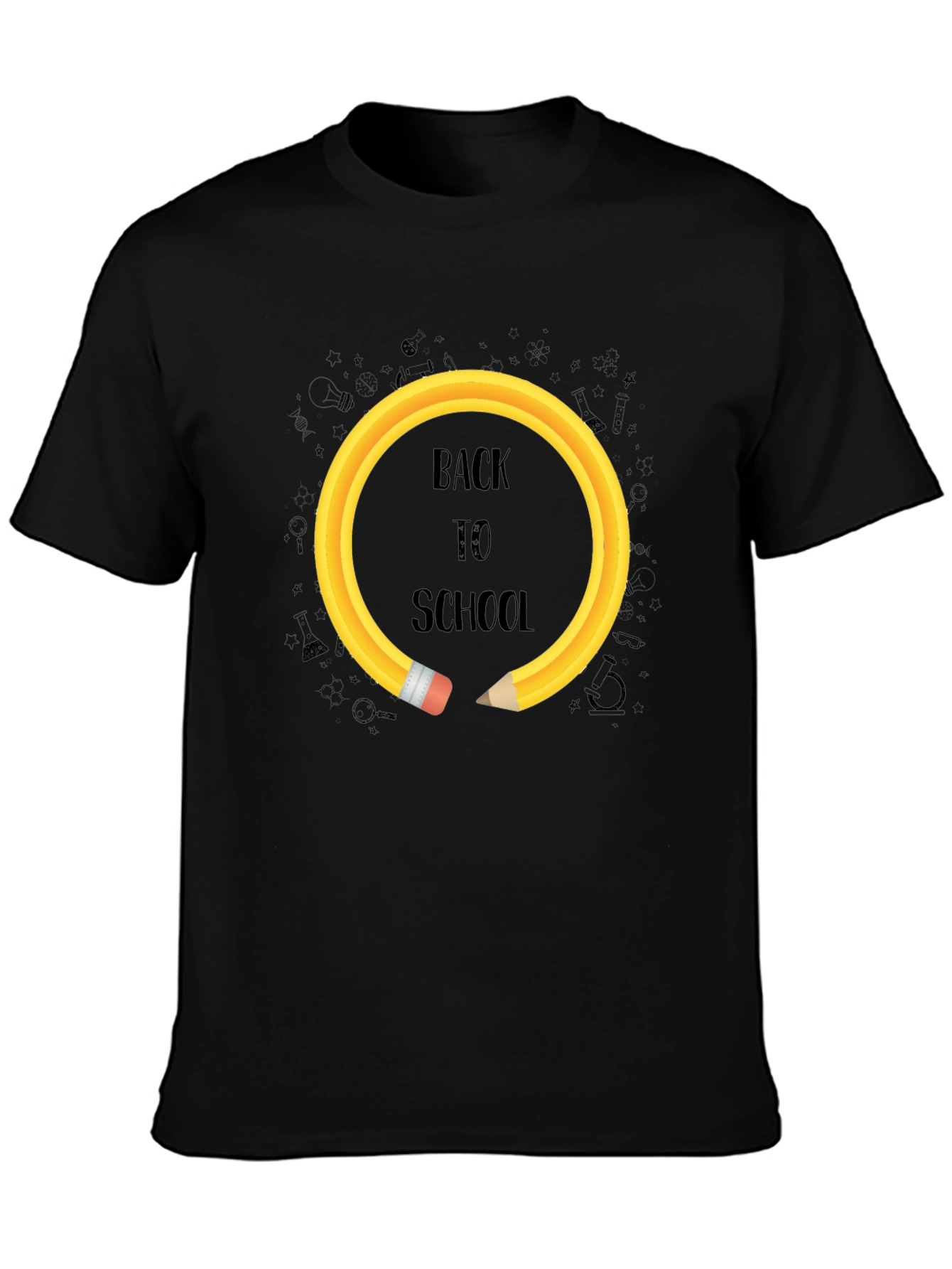 Black Back to School Pencil T-Shirt view 3