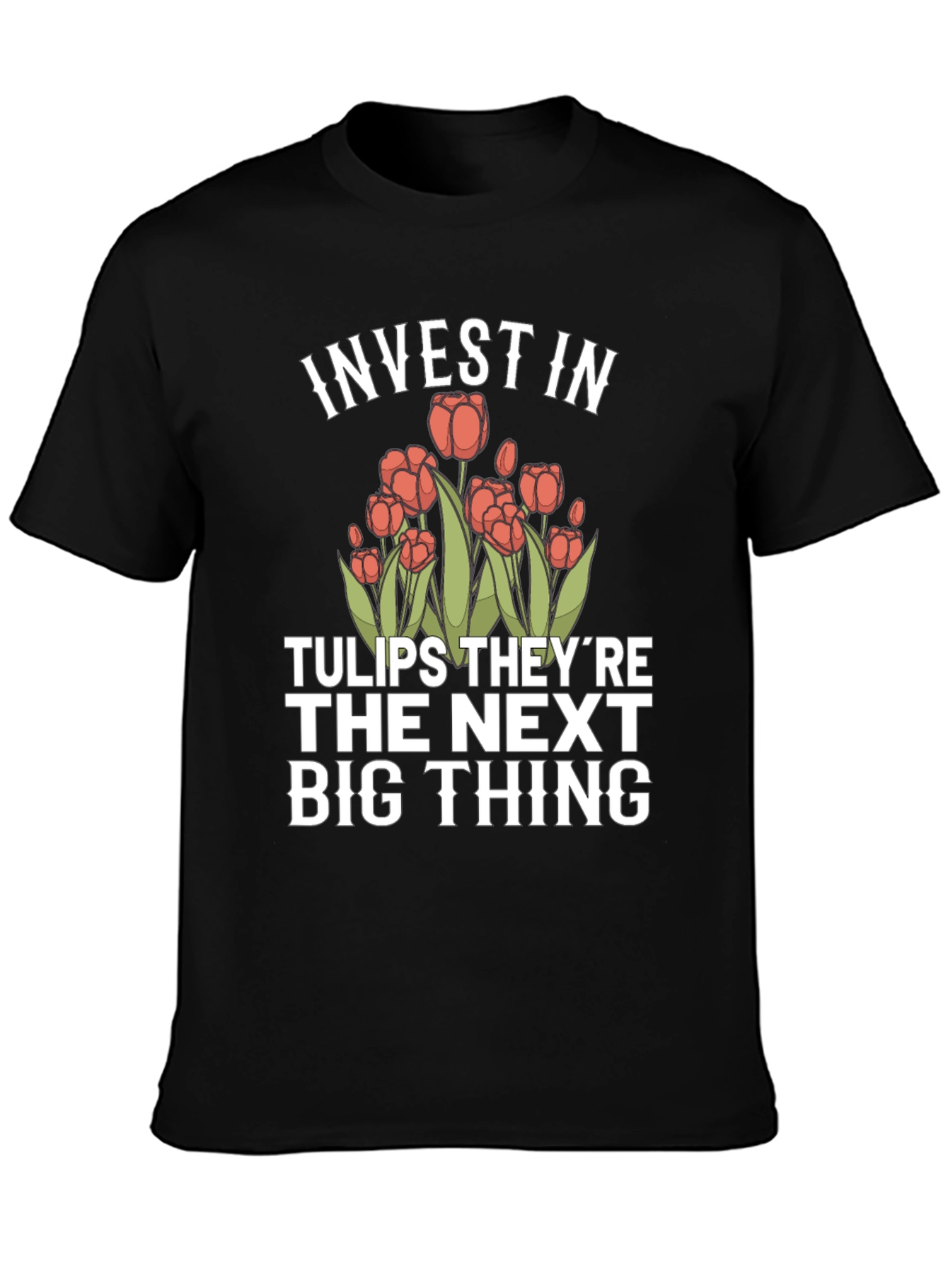 Black Invest in Tulips Graphic T-Shirt view 3
