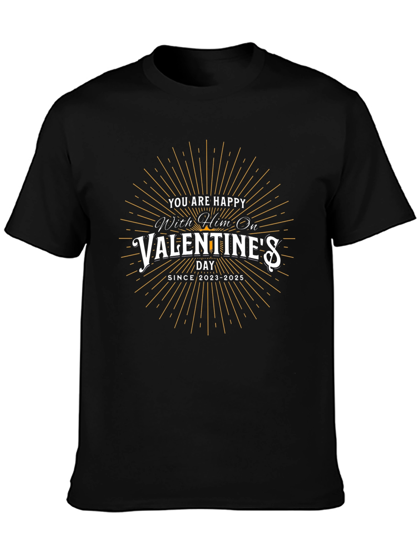 Black Happy Valentine's Day Graphic T-Shirt - Unisex view 3