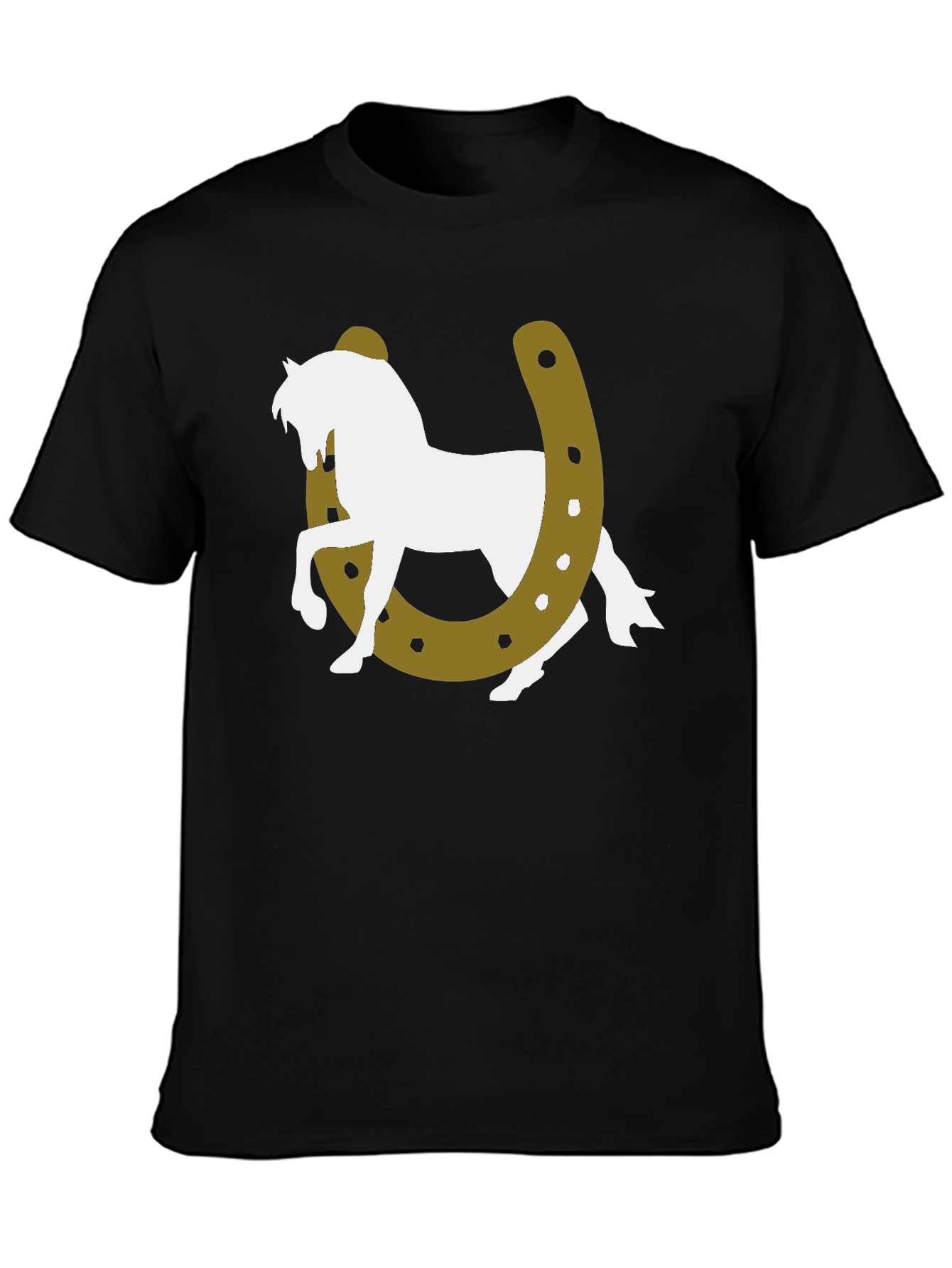 Black Lucky Horse Graphic Tee - Black Cotton T-Shirt view 3