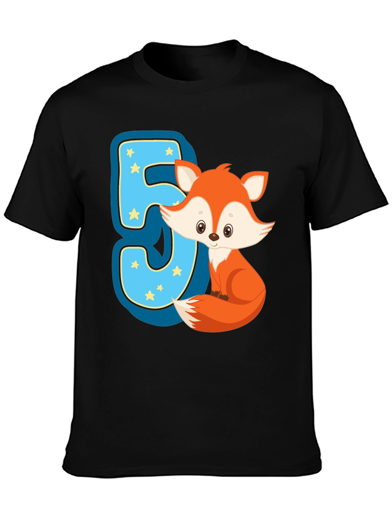 Black Fox 5th Birthday T-Shirt view 3
