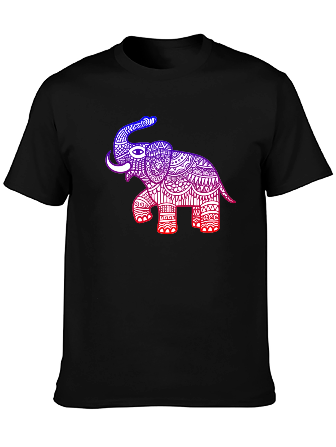 Black Elephant Graphic Tee - Black Cotton Blend Casual Shirt view 3