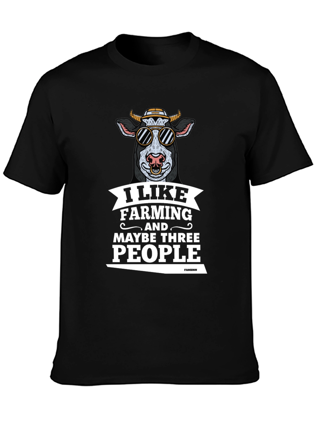 Black Farming Lover T-Shirt: Cool Cow Graphic Tee view 3