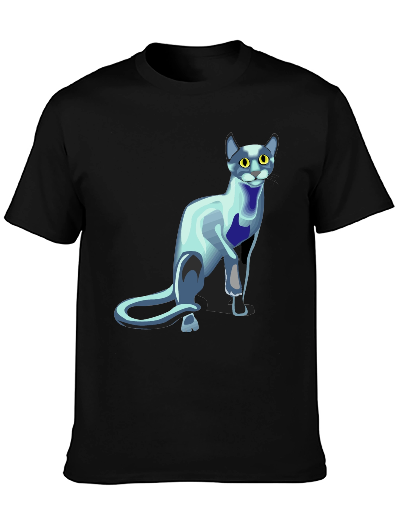 Black Cool Cat Graphic T-Shirt - Black view 3