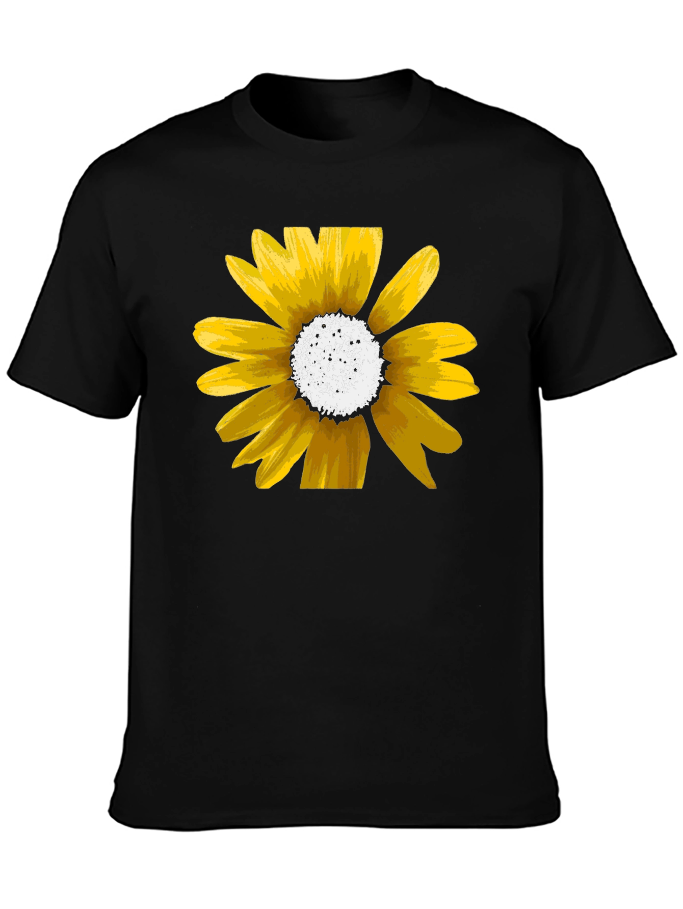 Black Sunflower Graphic Tee - Black Cotton Casual Shirt view 3