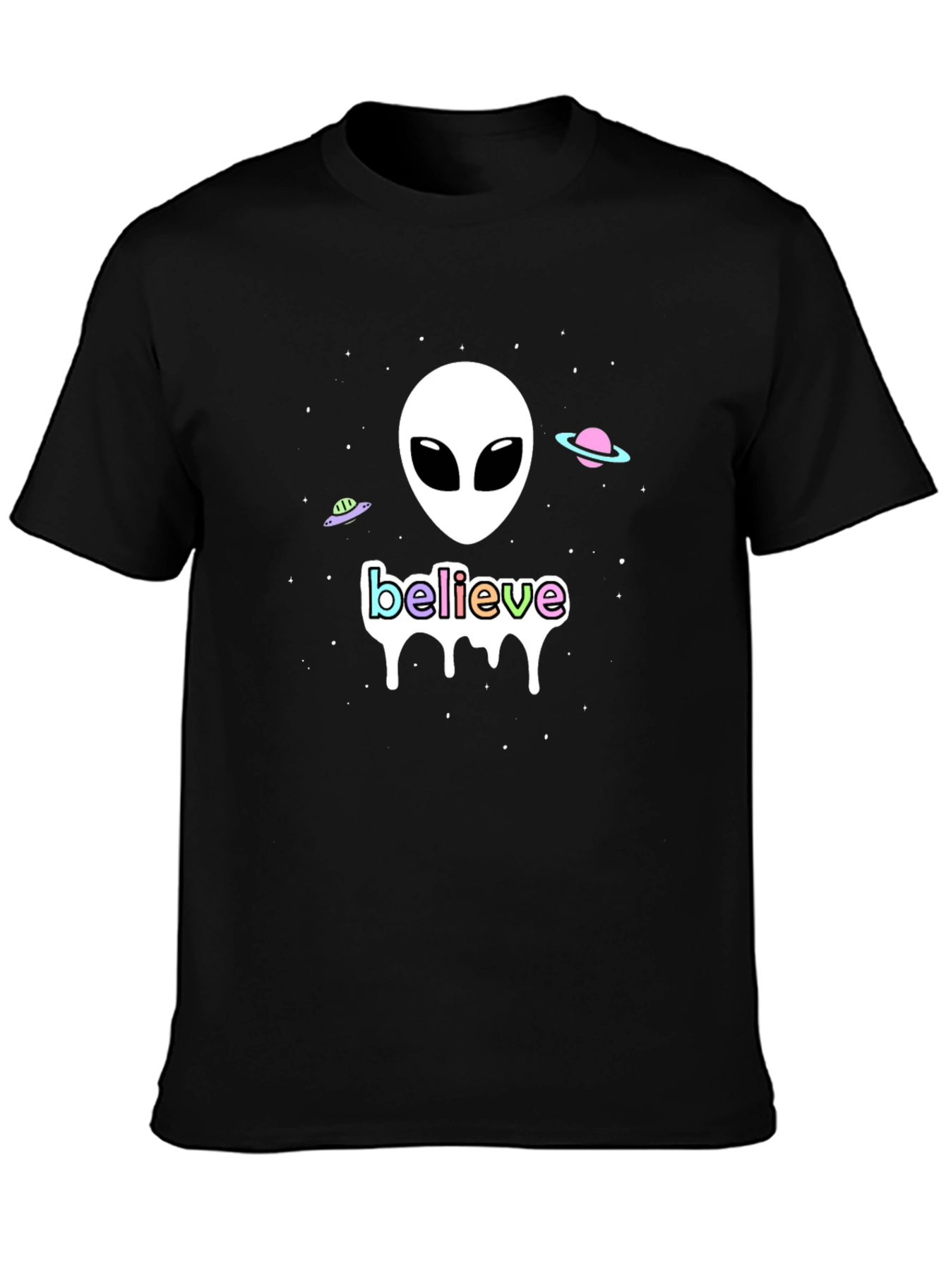 Black Believe Alien Graphic Tee - Men's Black T-Shirt view 3
