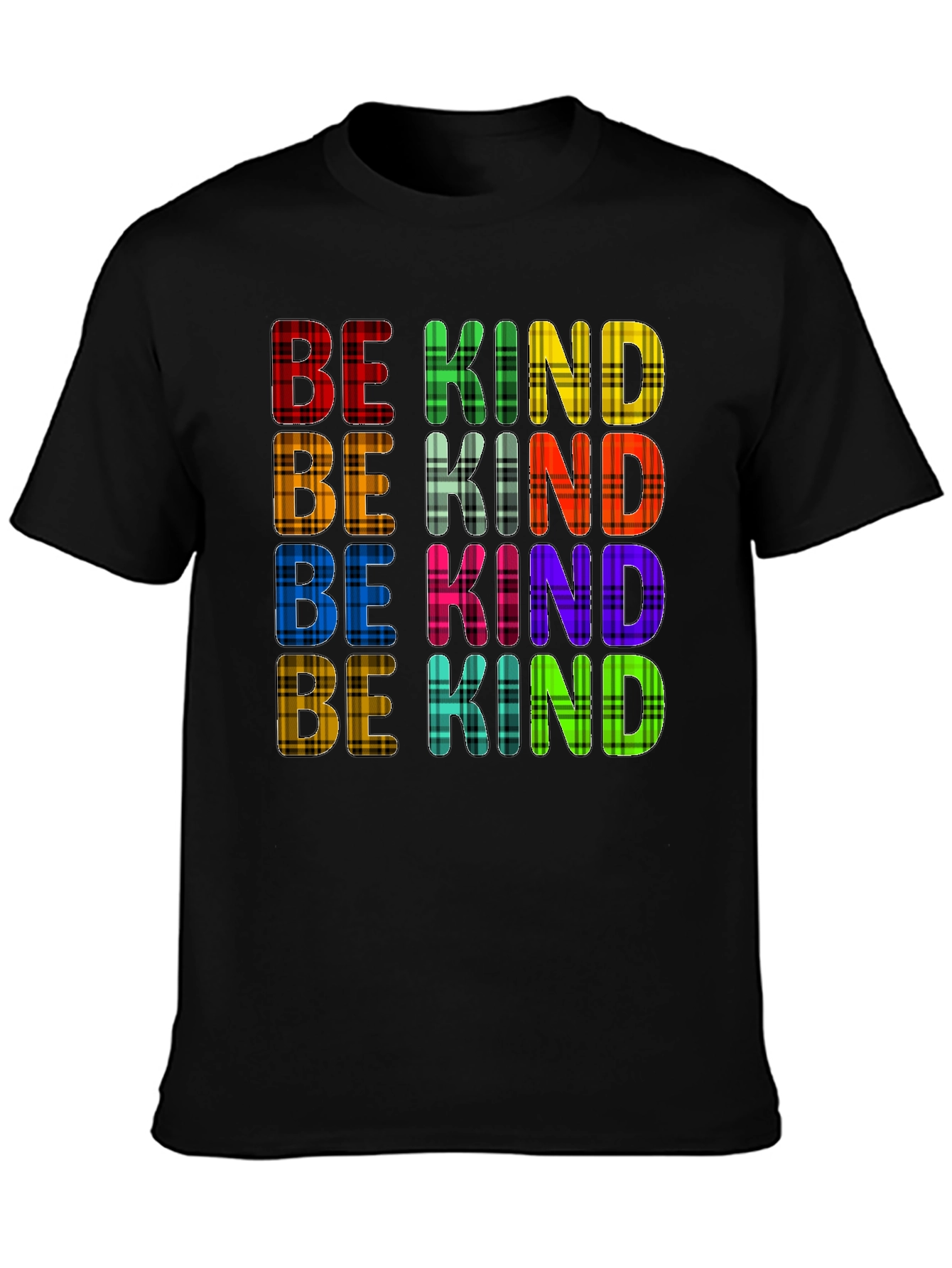 Black Be Kind Plaid Print Tee - Stylish Comfort view 3