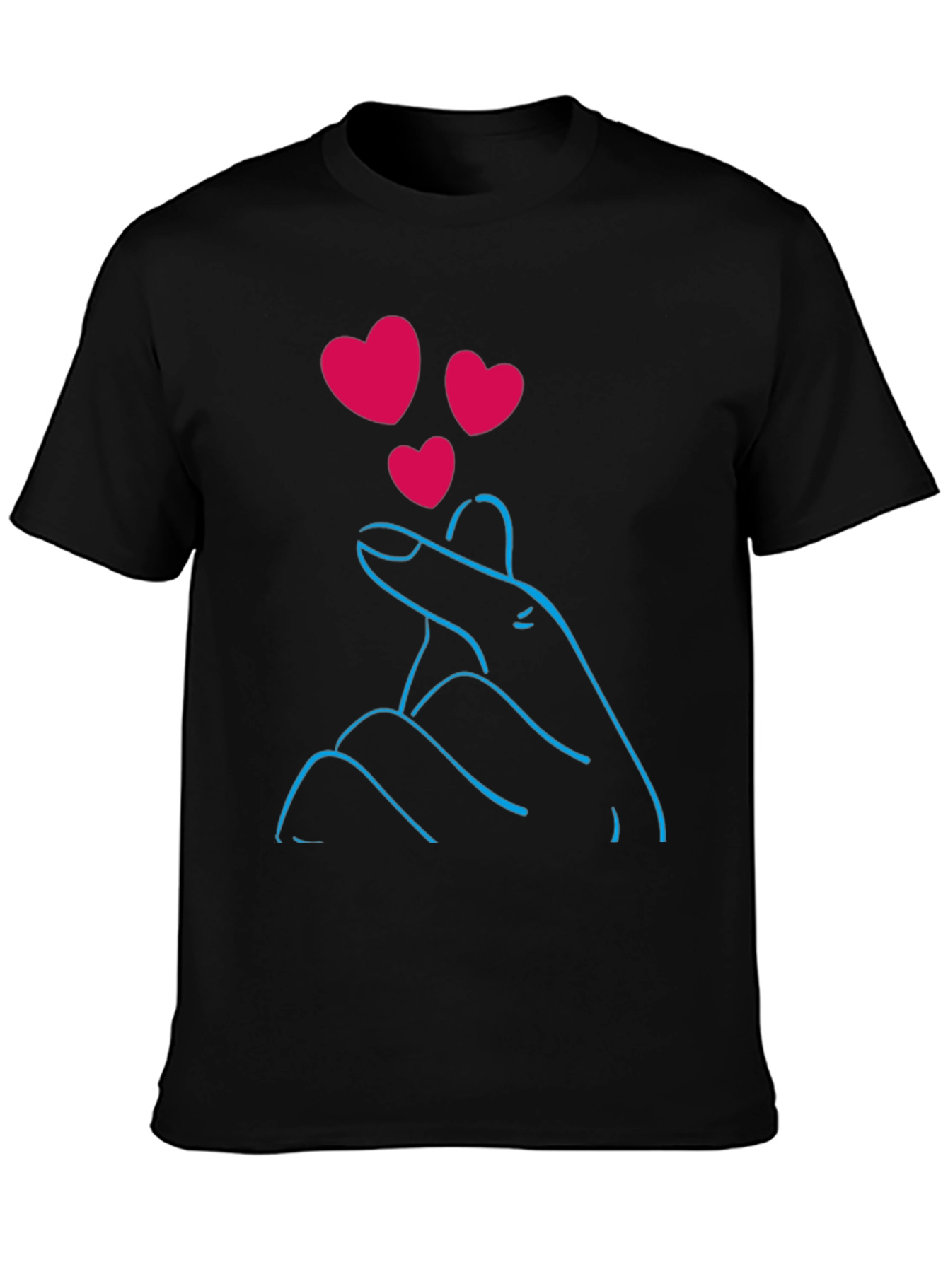 Black Heart Hand Gesture Graphic Tee view 3