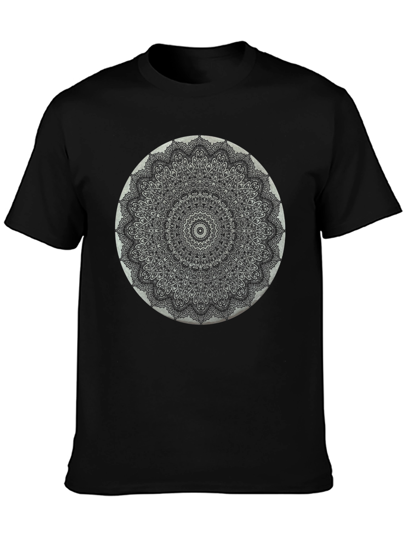 Black Black Mandala T-Shirt - Intricate Pattern Tee view 3