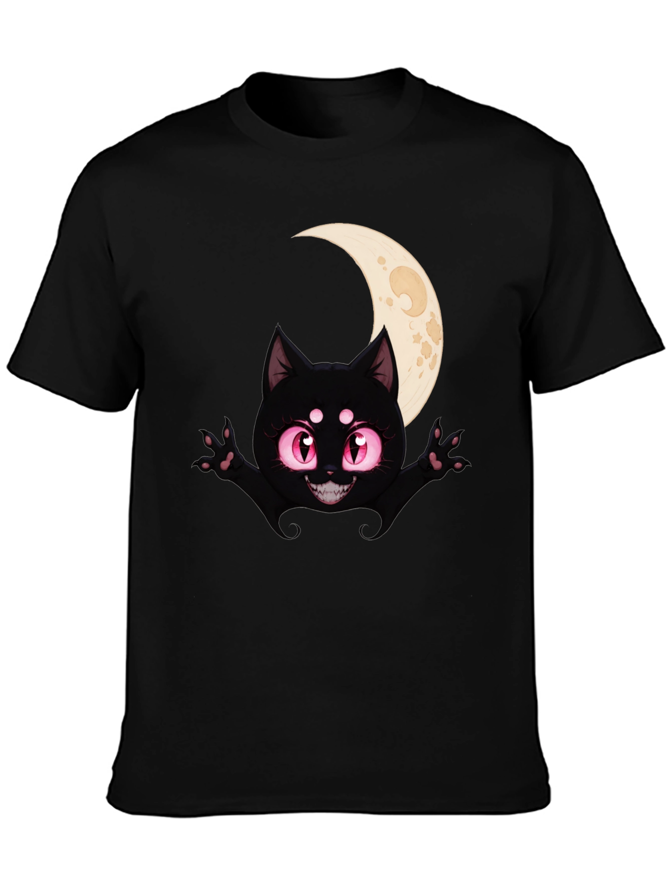 Black Black Cat Moon T-Shirt - Halloween Style view 3