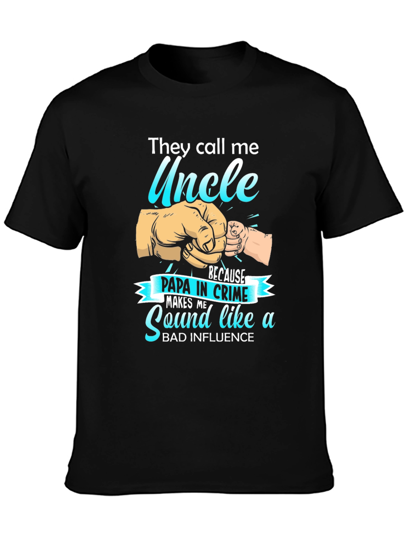 Black Uncle Papa in Crime Graphic T-Shirt view 3