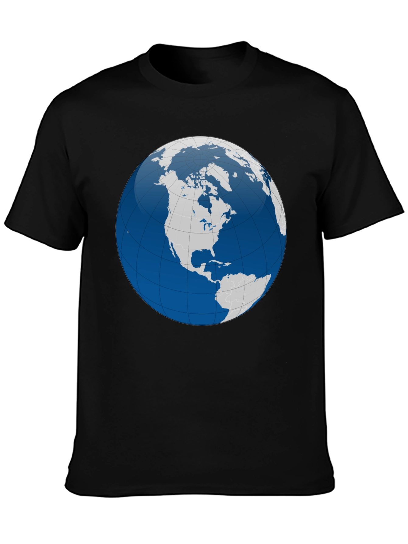 Black Globe Graphic T-Shirt - Black Cotton Tee view 3