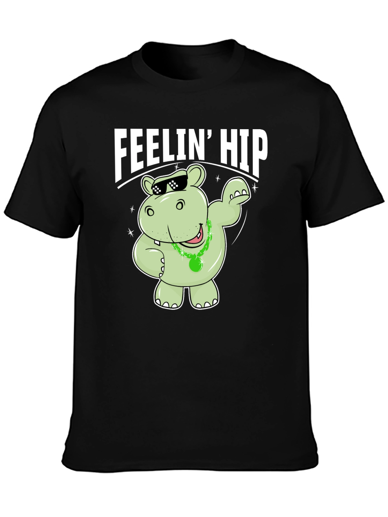 Black Feelin' Hip Hippo T-Shirt - Black view 3