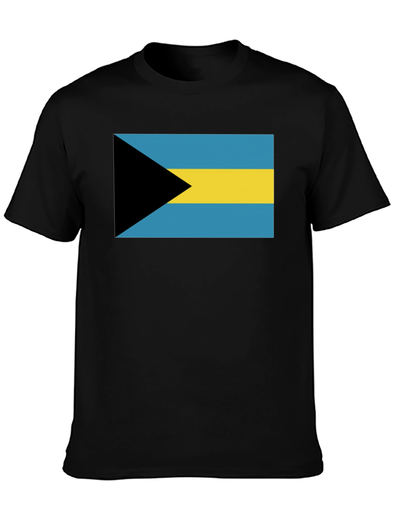 Black Bahamas Flag Graphic Tee - Black Cotton T-Shirt view 3