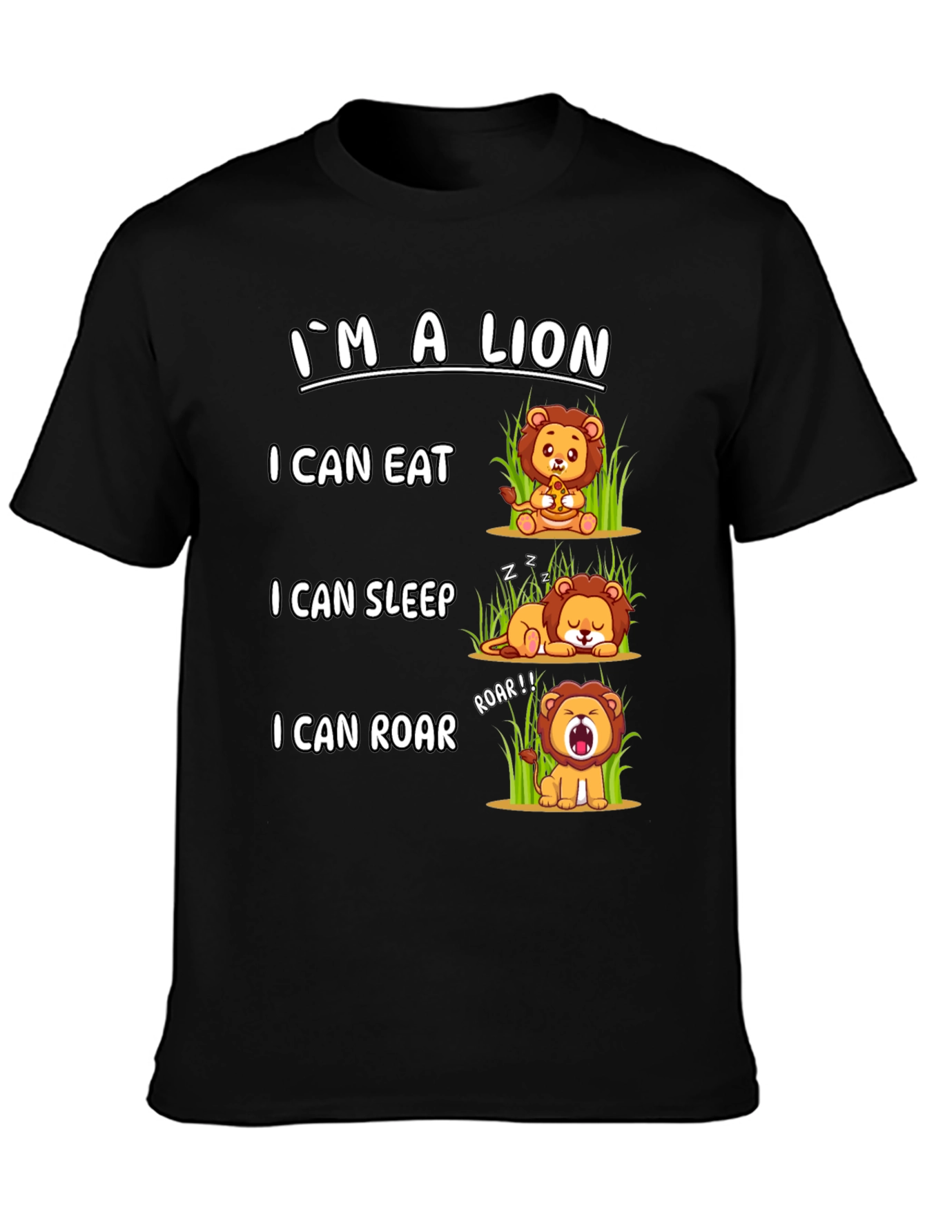 Black I'm a Lion T-Shirt view 3