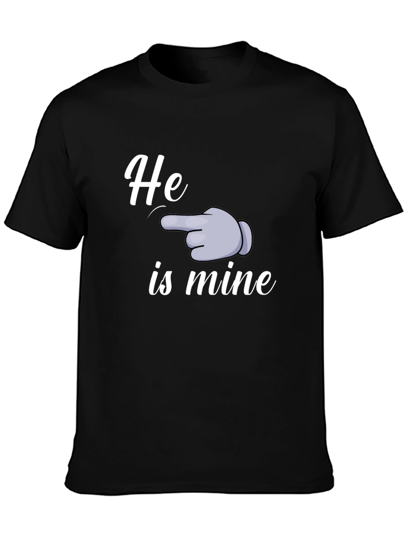 Black Humorous 'He is Mine' Graphic Tee view 3