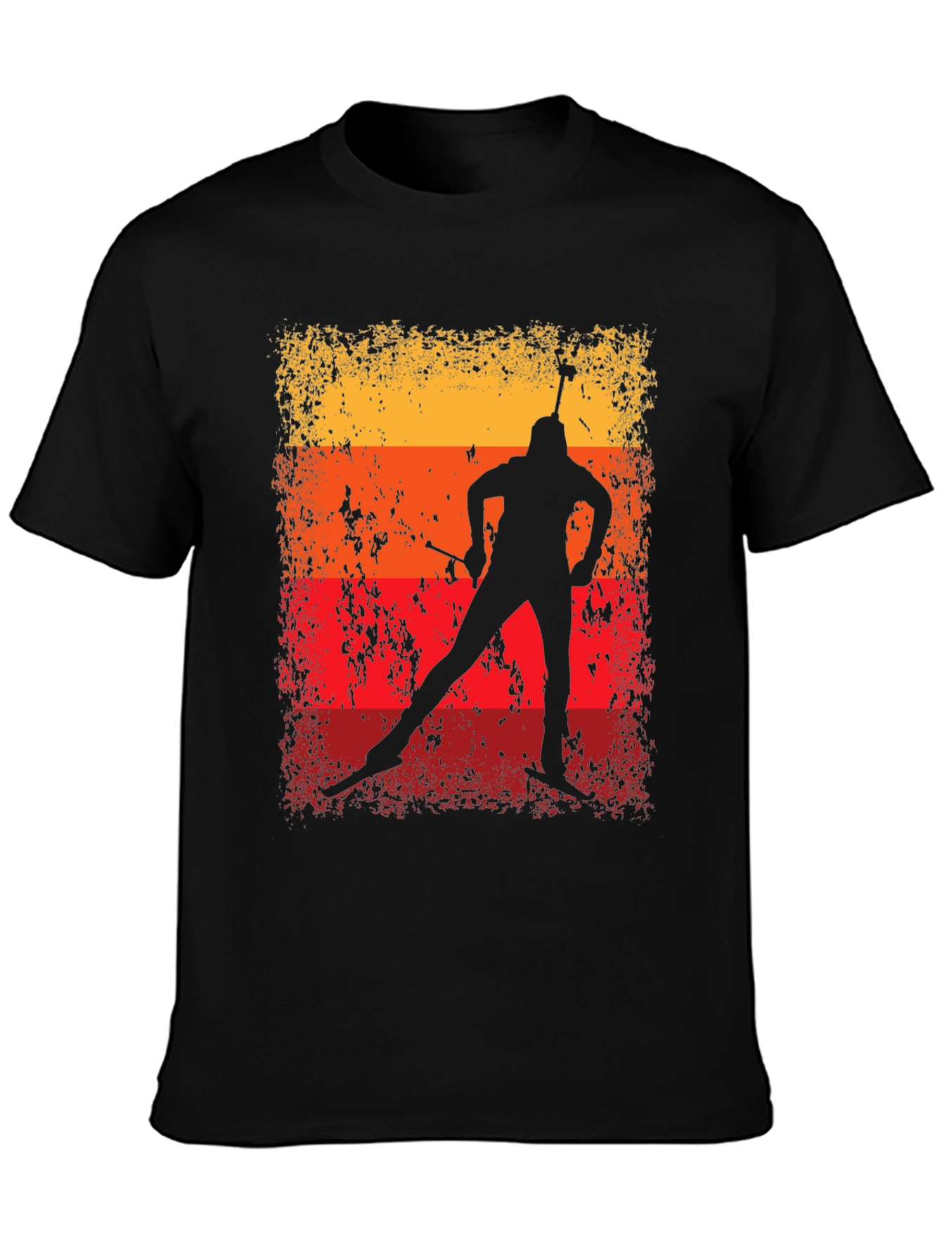 Black Vintage Biathlon T-Shirt - Retro Athlete Design view 3