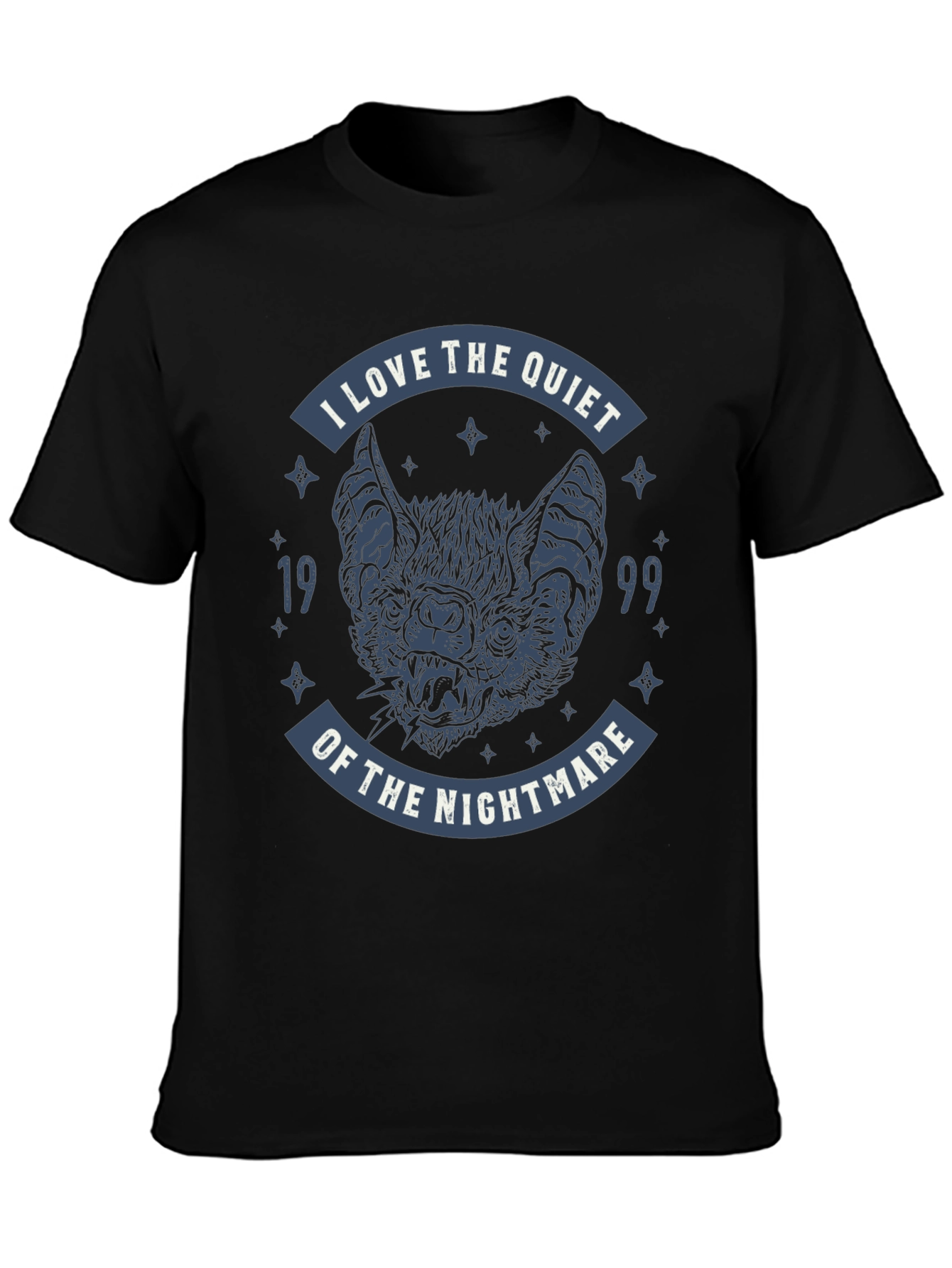 Quiet Nightmare Bat Graphic T-Shirt - Black - 3