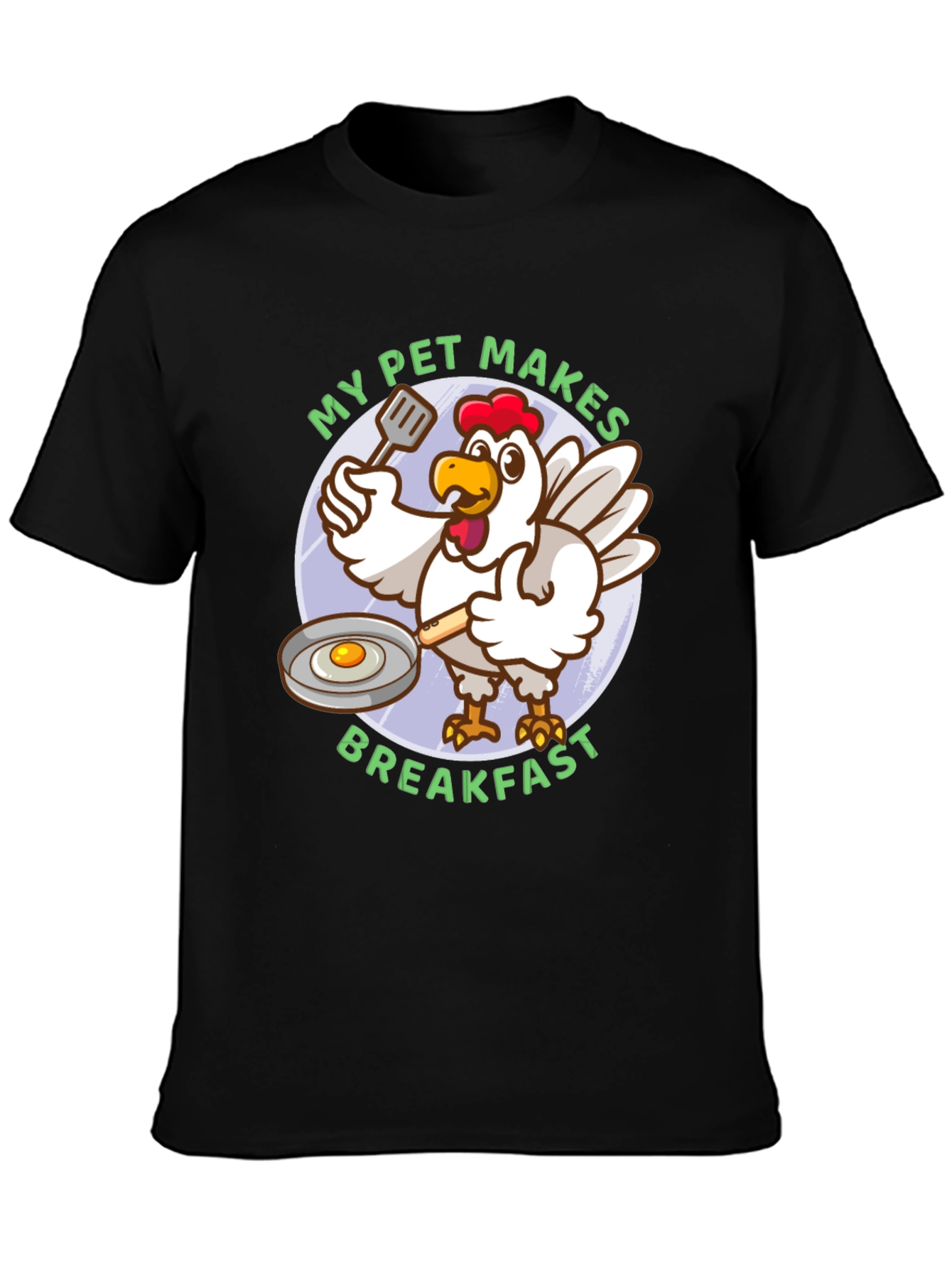 Black My Pet Makes Breakfast T-Shirt view 3