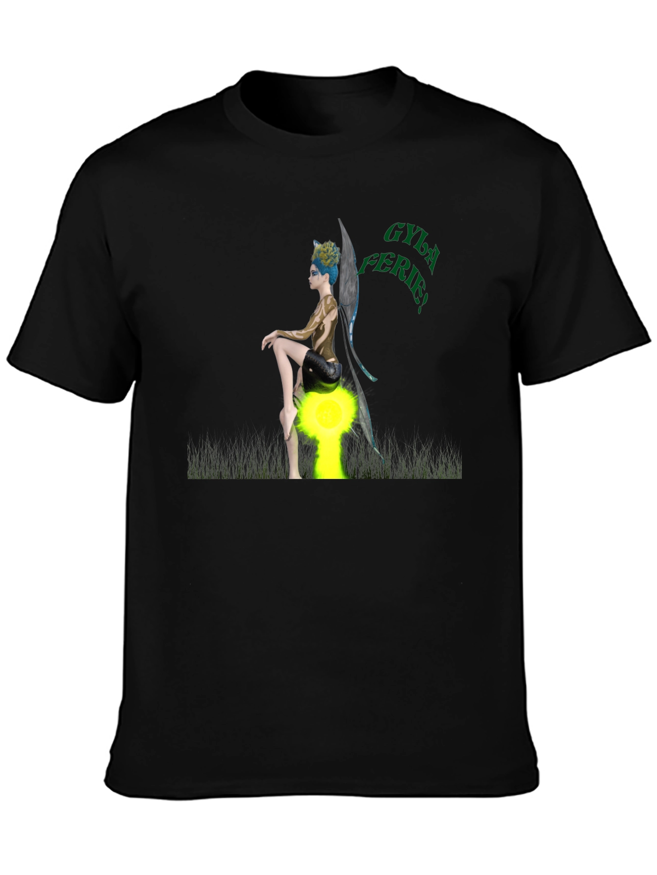 Black Fantasy Fairy Graphic Tee view 3