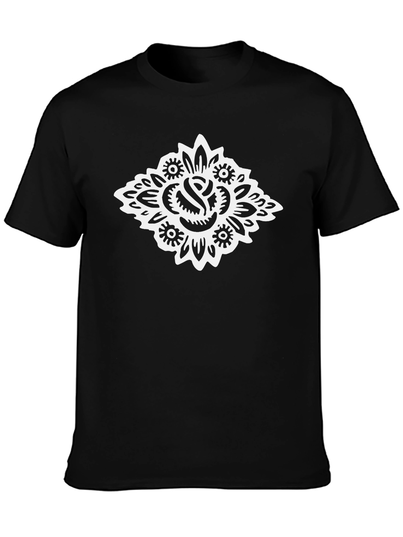Black Black T-Shirt with Bold Rose Graphic view 3