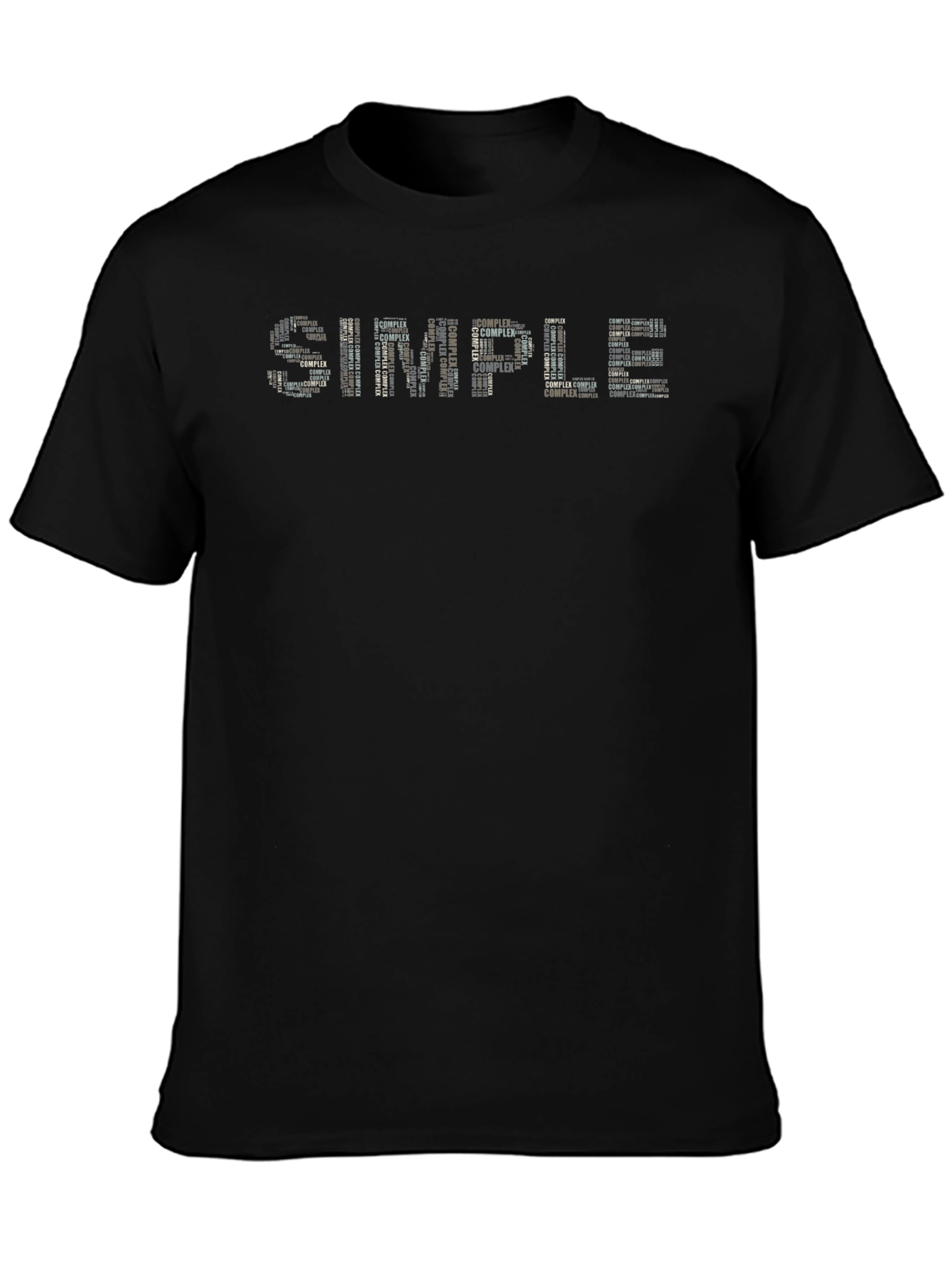 Black Simple Complex Word Art Graphic T-Shirt view 3