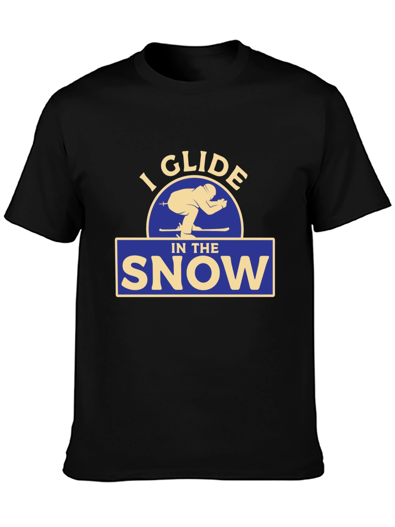 Black I Glide In The Snow Graphic T-Shirt view 3