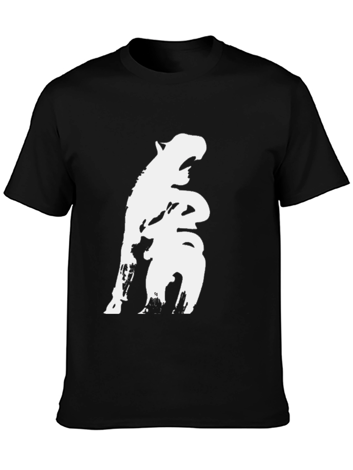 Black Black T-Shirt with White Hippo Design view 3