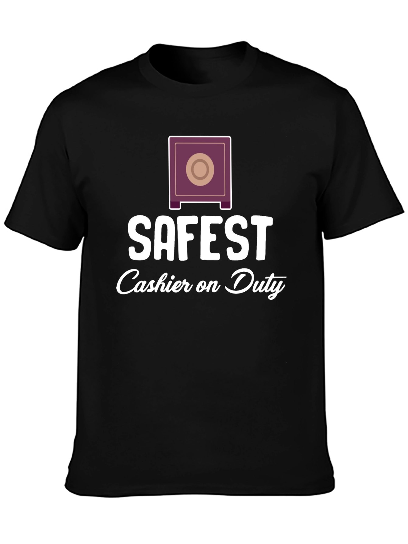 Black Safest Cashier On Duty Graphic Tee - Unique Design view 3