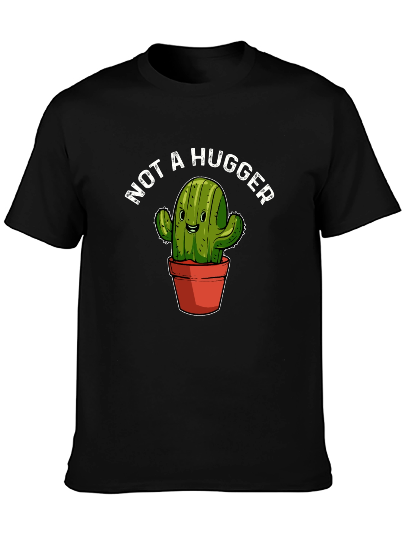 Black Not A Hugger Cactus Graphic T-Shirt view 3