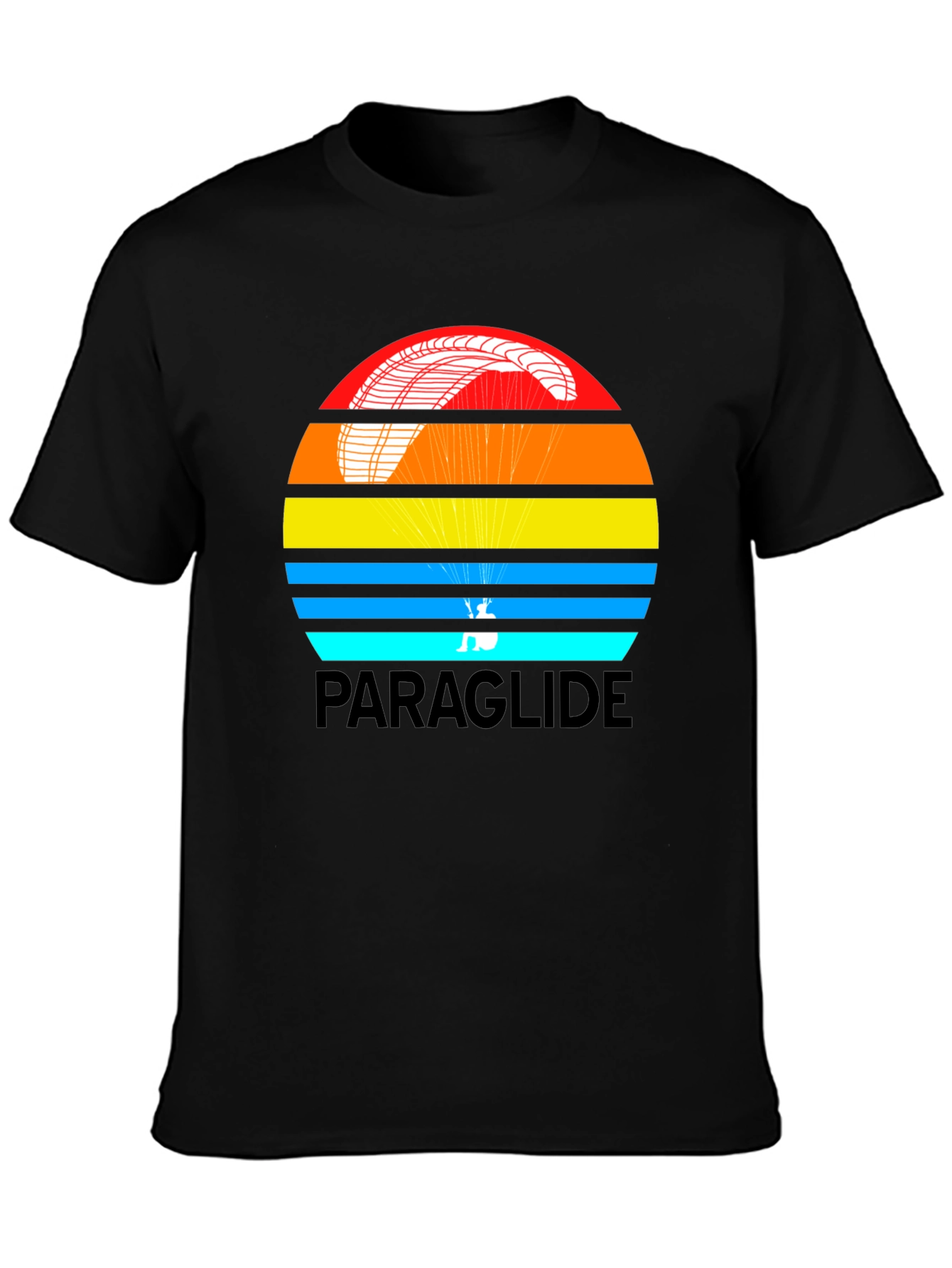 Black Paraglide Retro Style Graphic T-Shirt view 3