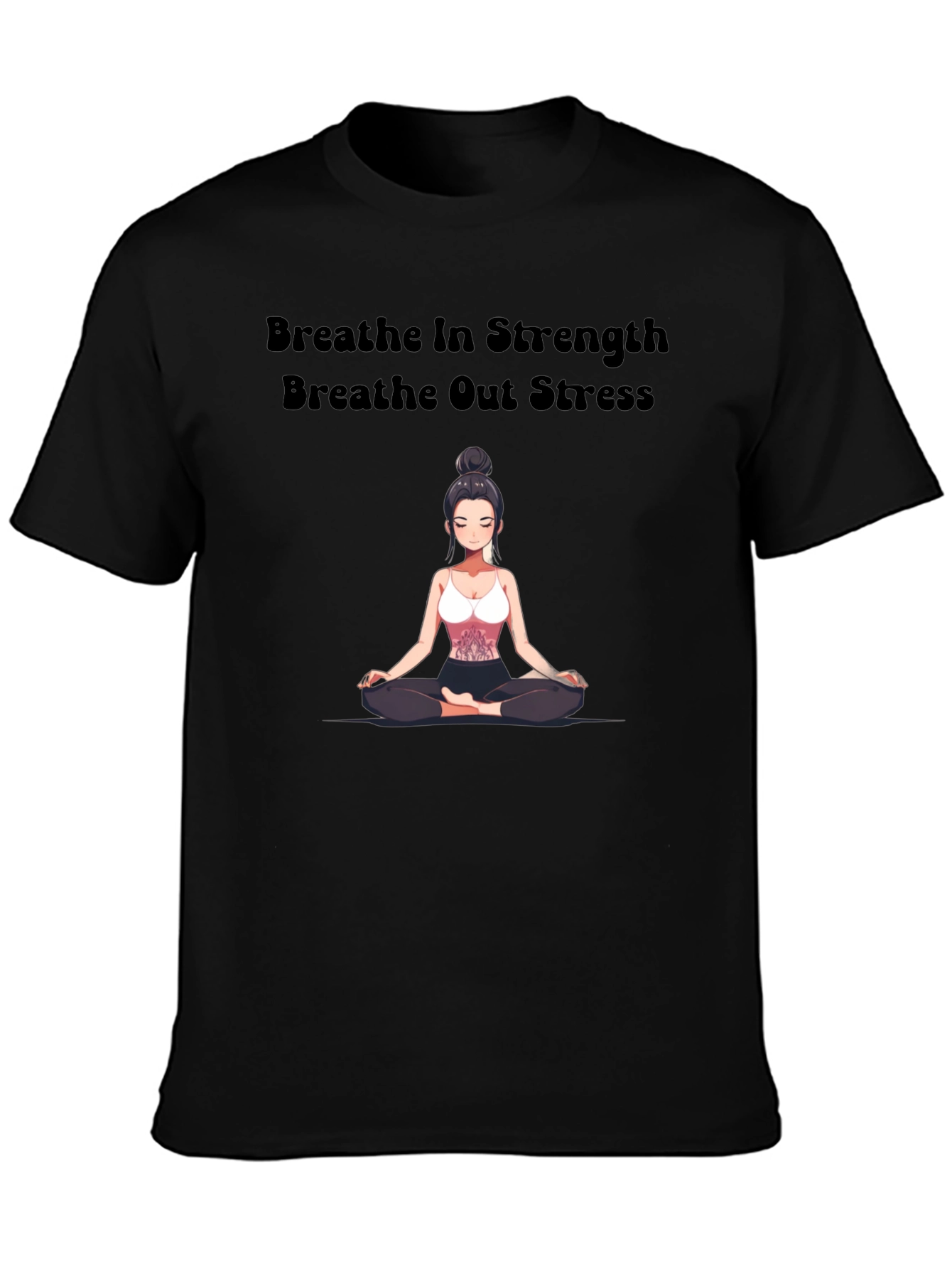 Black Breathe In Strength Graphic T-Shirt view 3