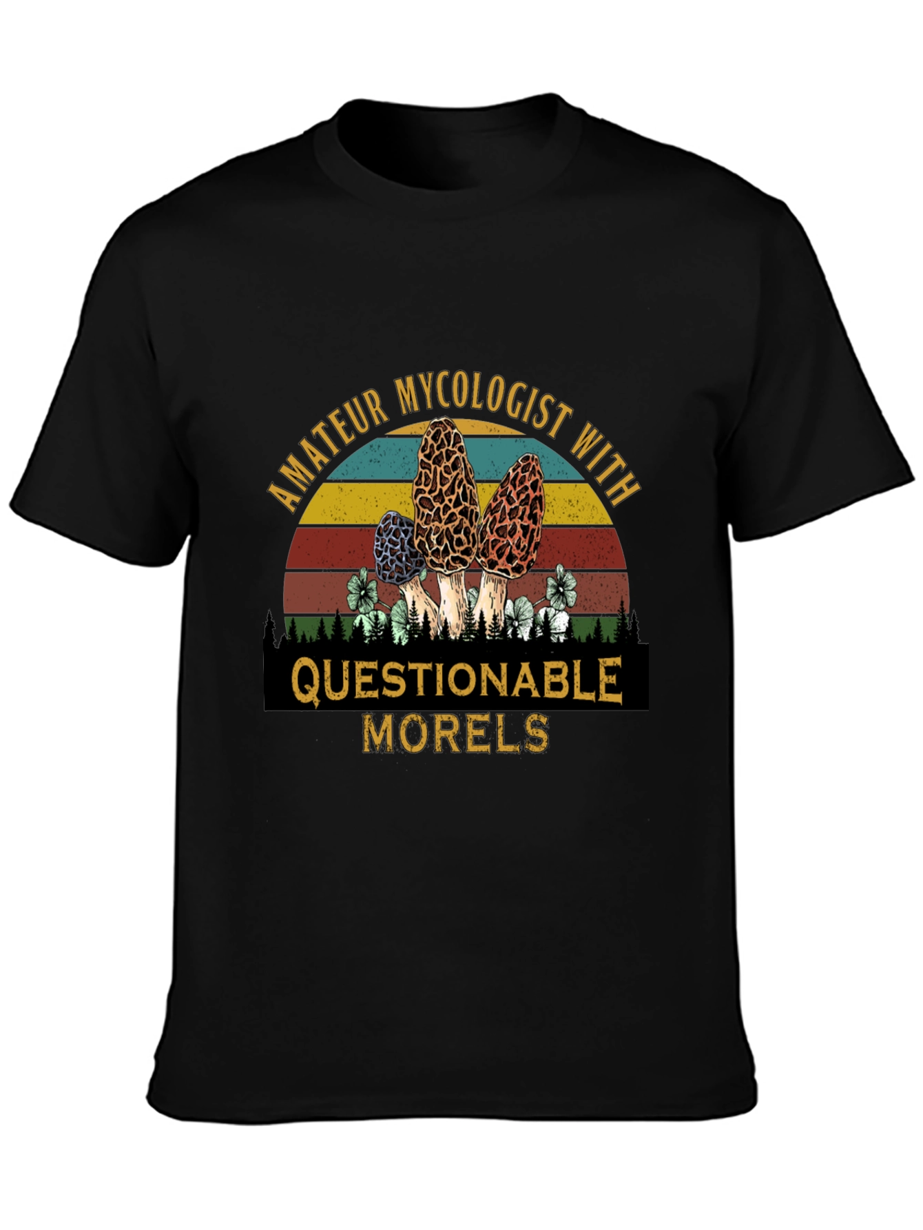 Black Amateur Mycologist Morels Graphic T-Shirt view 3