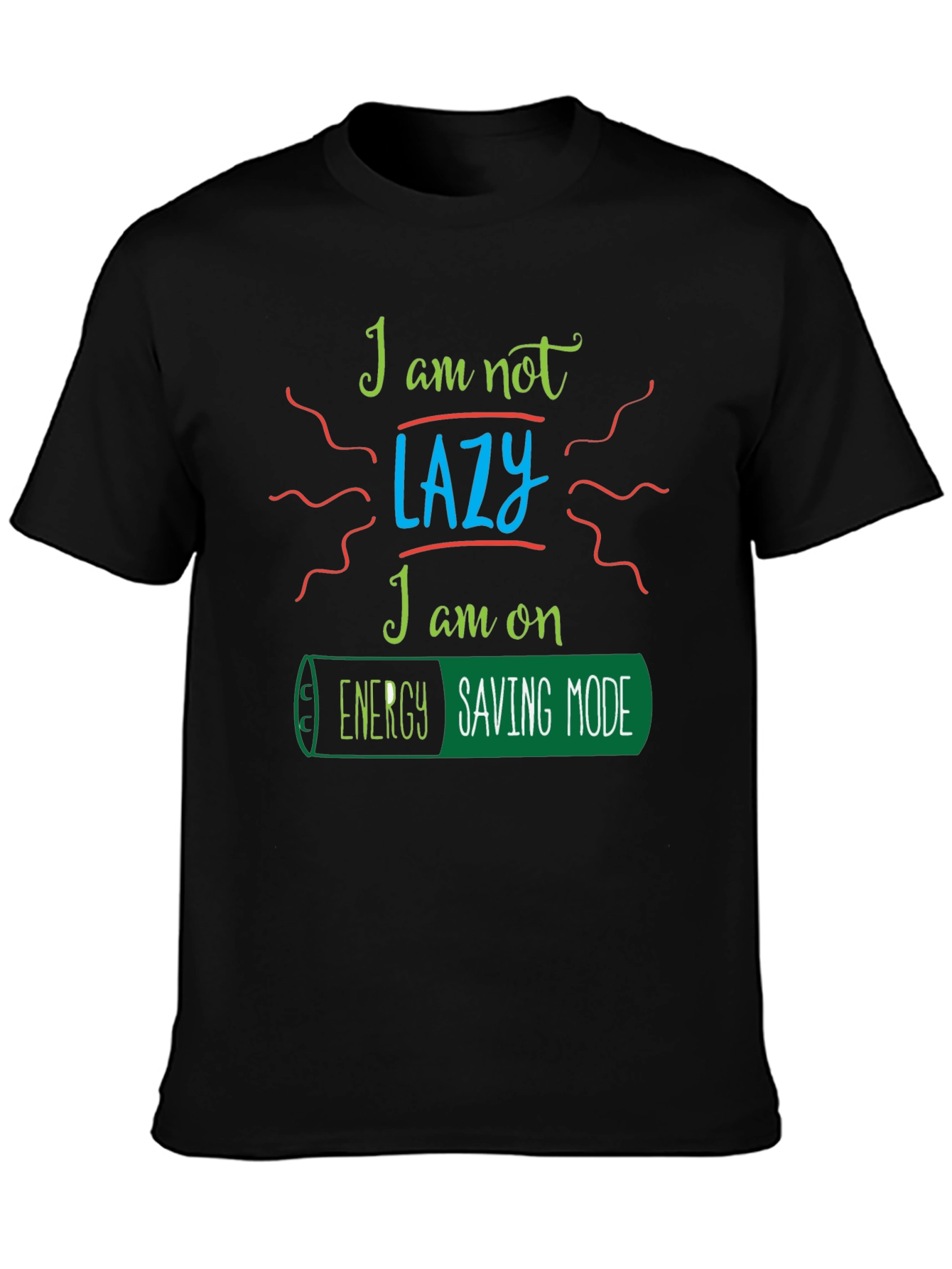 Black Energy Saving Mode T-Shirt - Funny Graphic Tee view 3