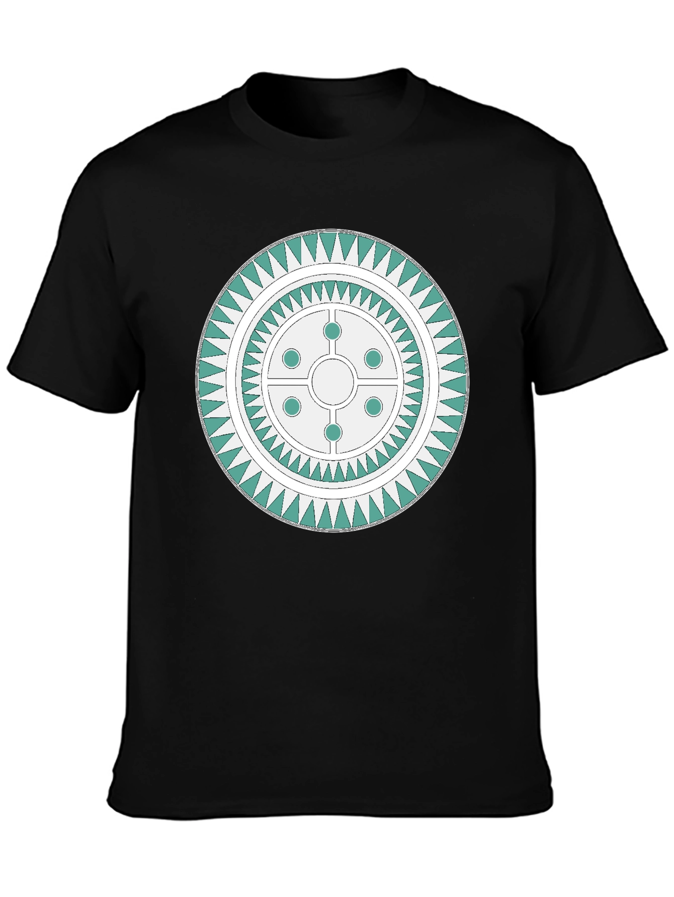 Black Geometric Circle Design Tee view 3