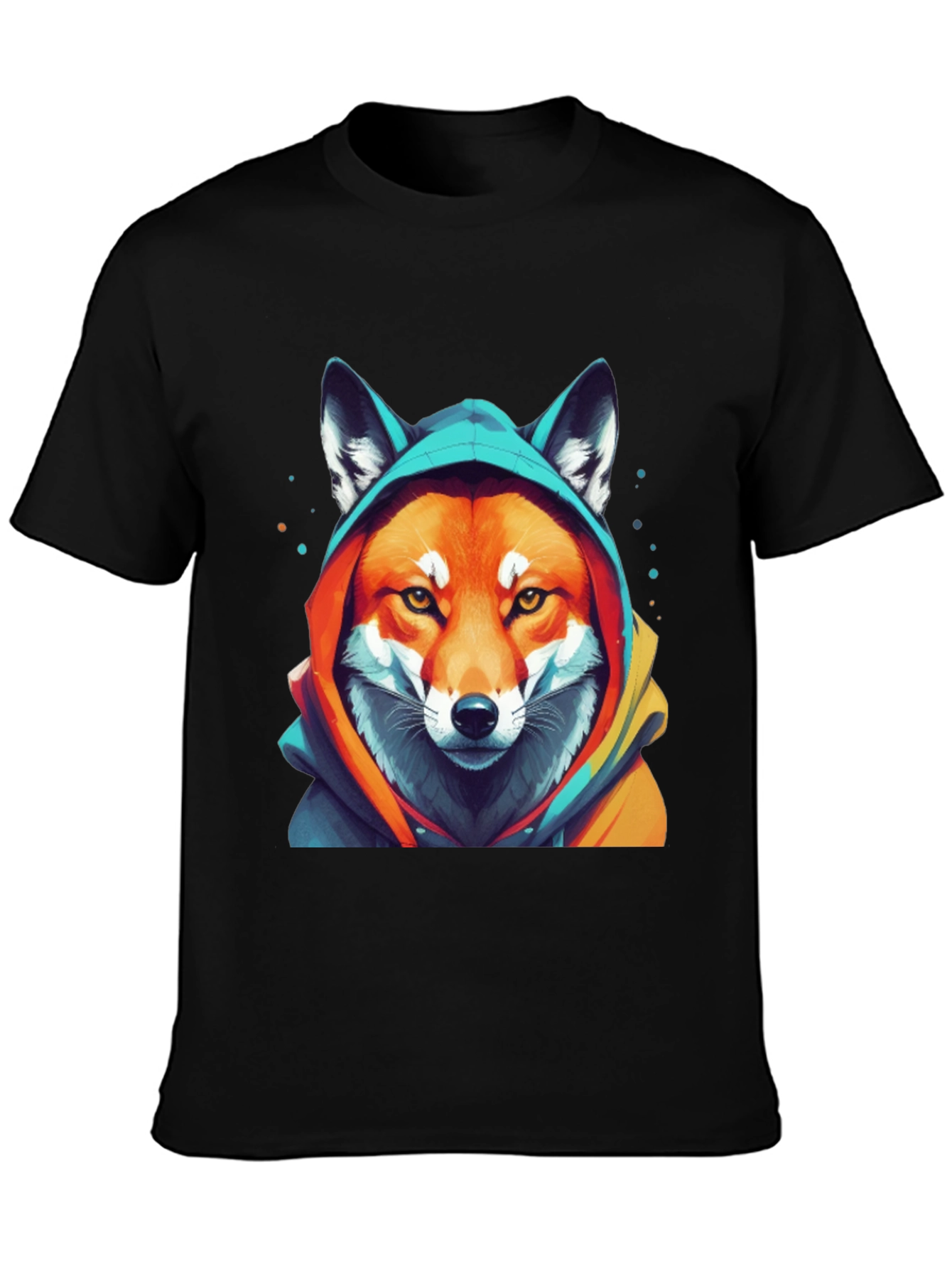 Black Fox in Hoodie Graphic T-Shirt view 3