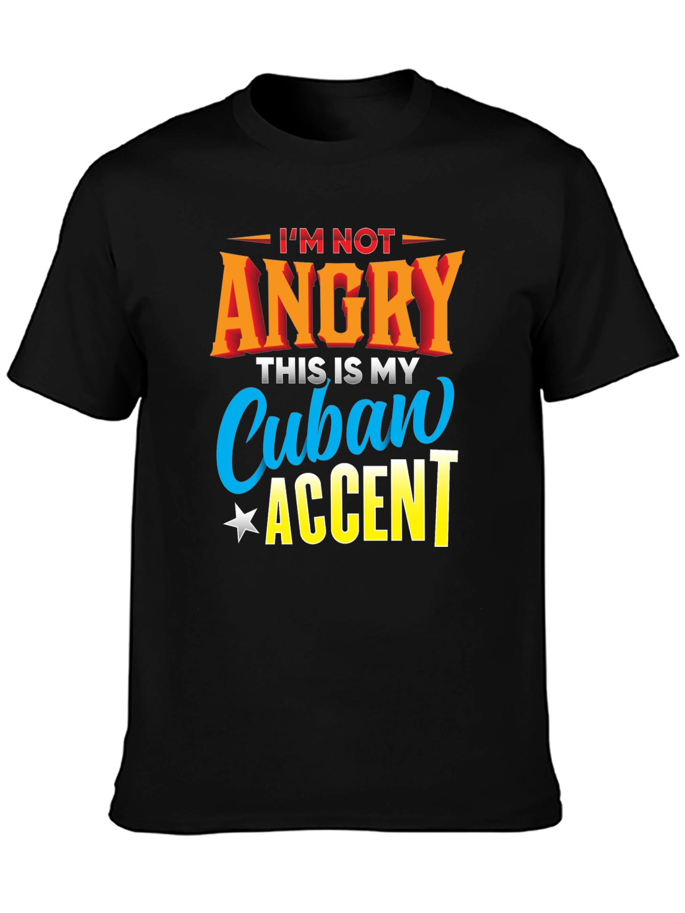 Black Cuban Accent T-Shirt - Humorous Graphic Tee view 3