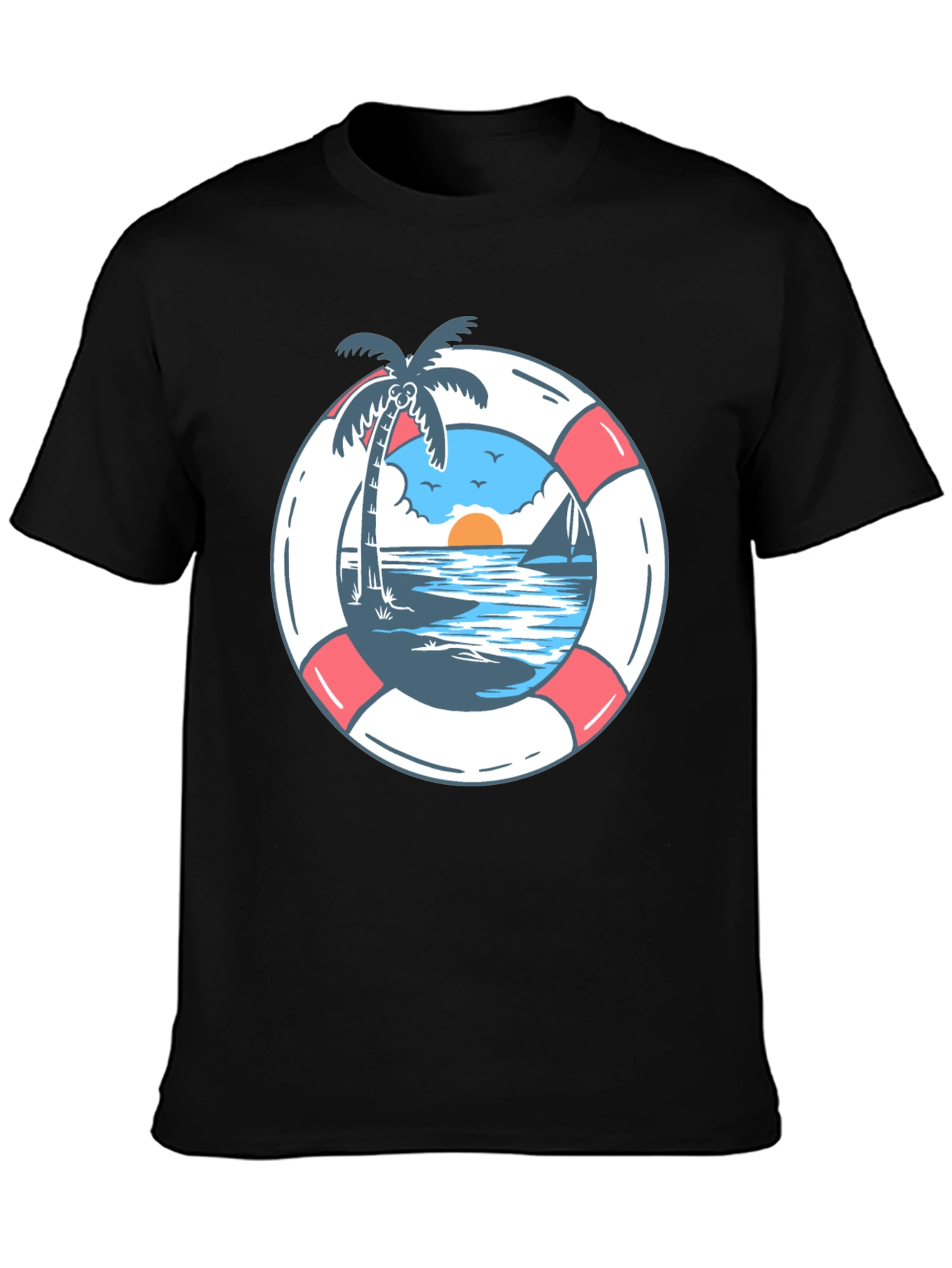 Tropical Beach Life Preserver Graphic Tee - 3