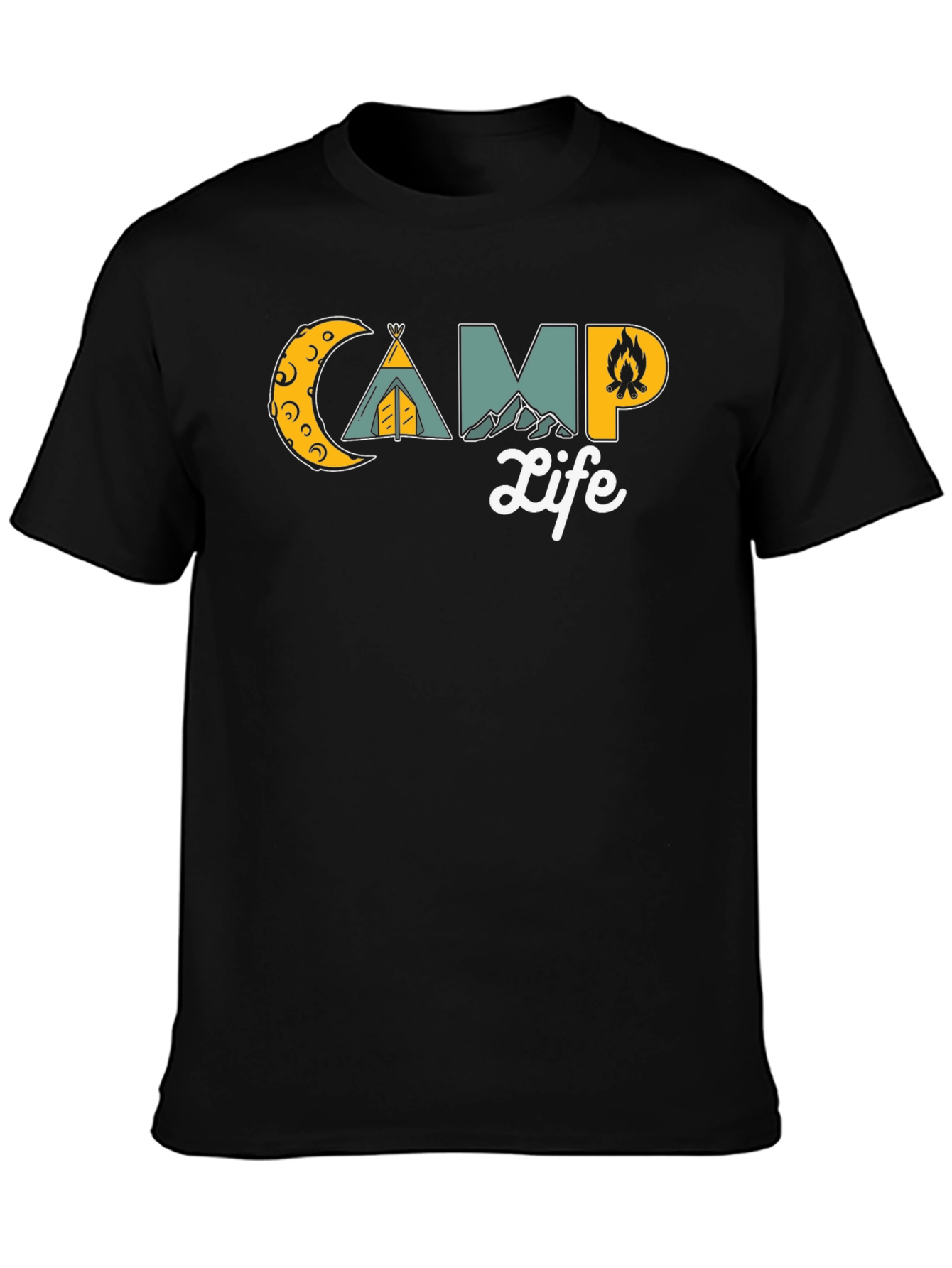 Black Camp Life Graphic T-Shirt - Black Casual Tee view 3