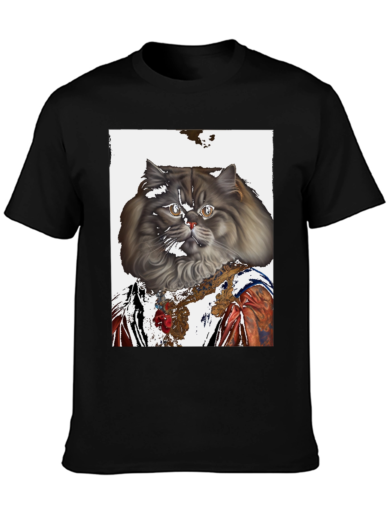Black Renaissance Cat Graphic T-Shirt view 3