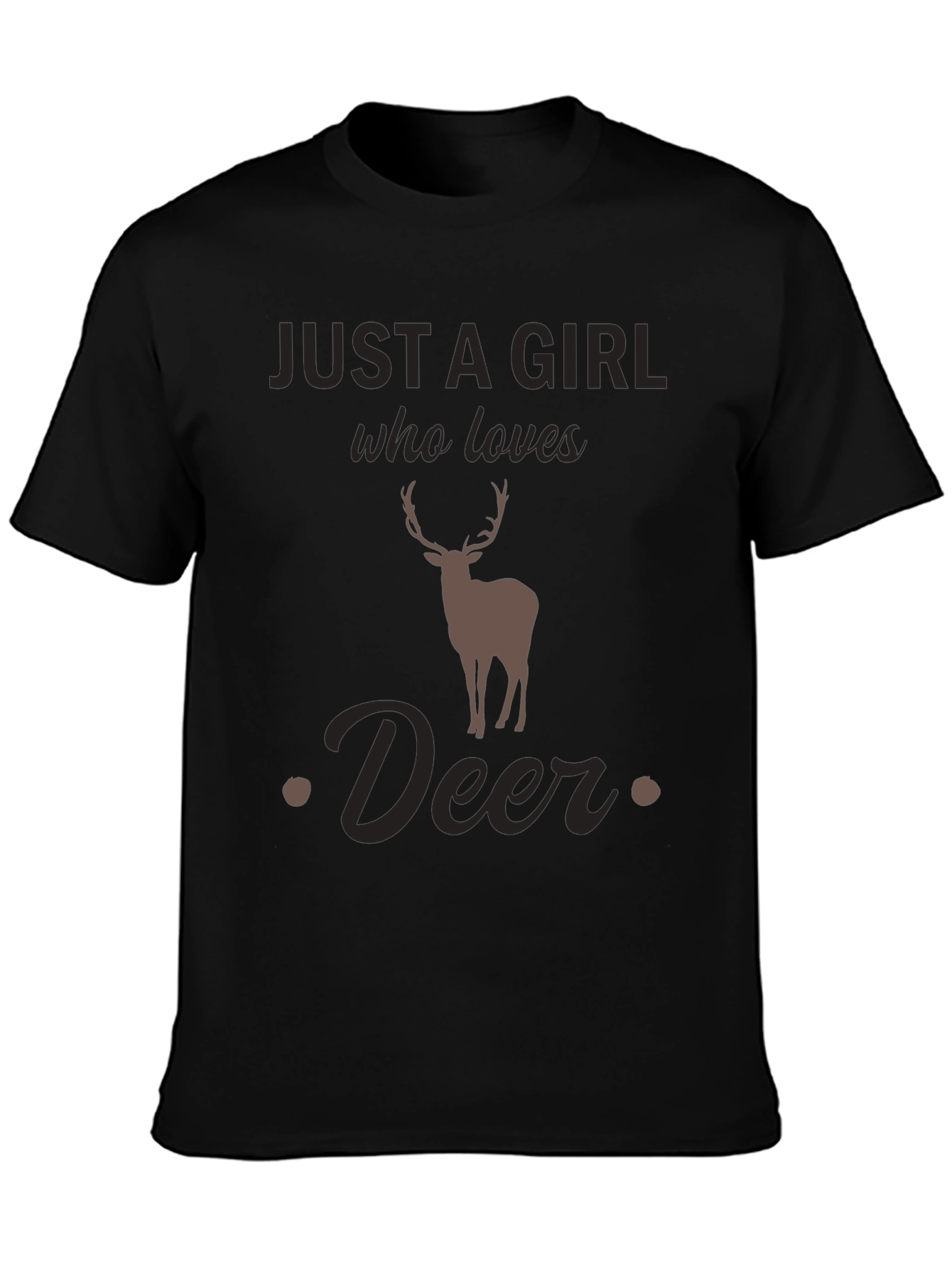 Black Just a Girl Who Loves Deer T-Shirt - Unisex view 3