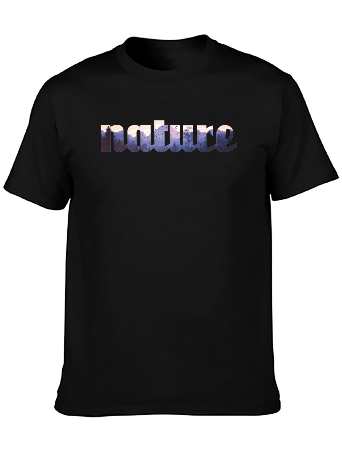 Black Nature Graphic Black T-Shirt view 3