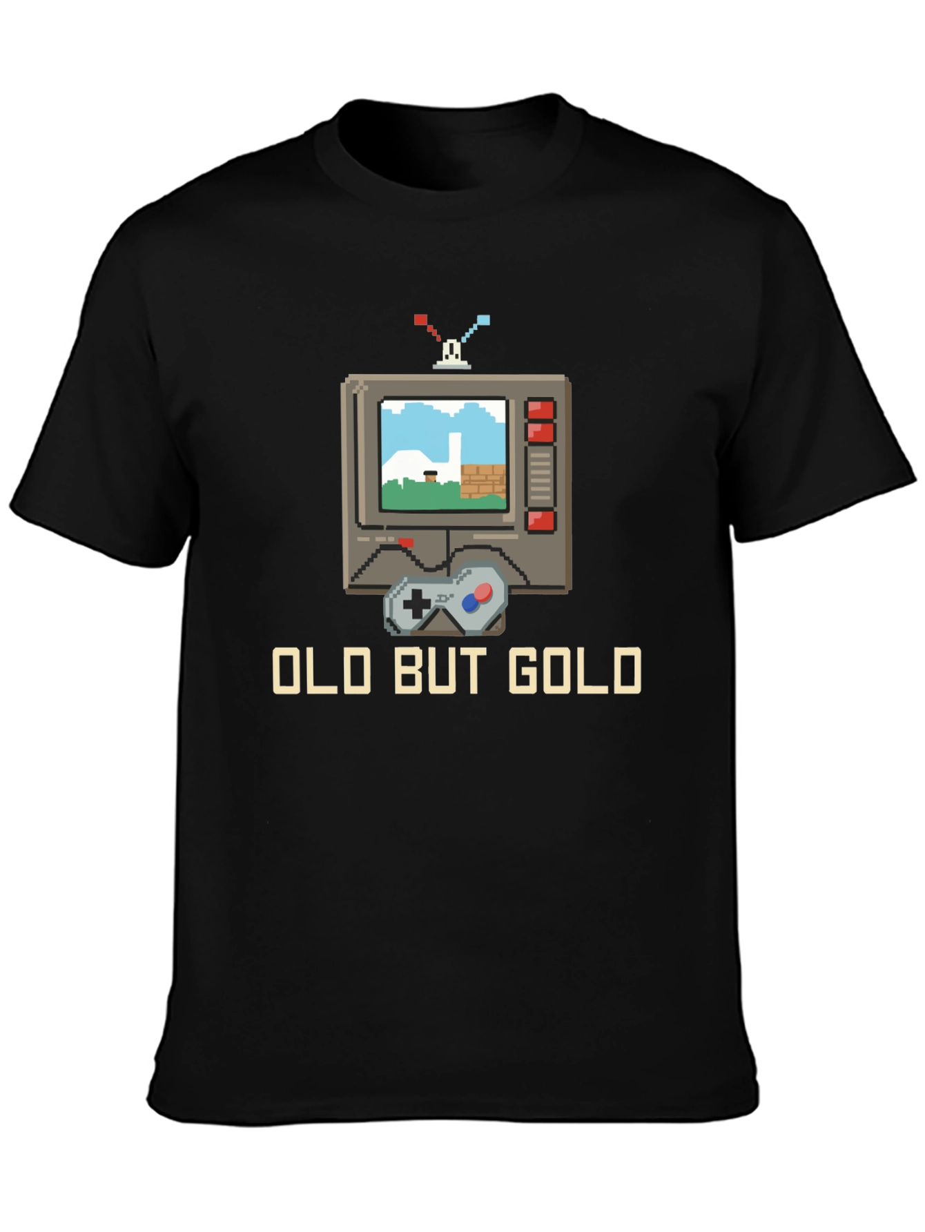 Black Retro Gaming T-Shirt - Old But Gold view 3