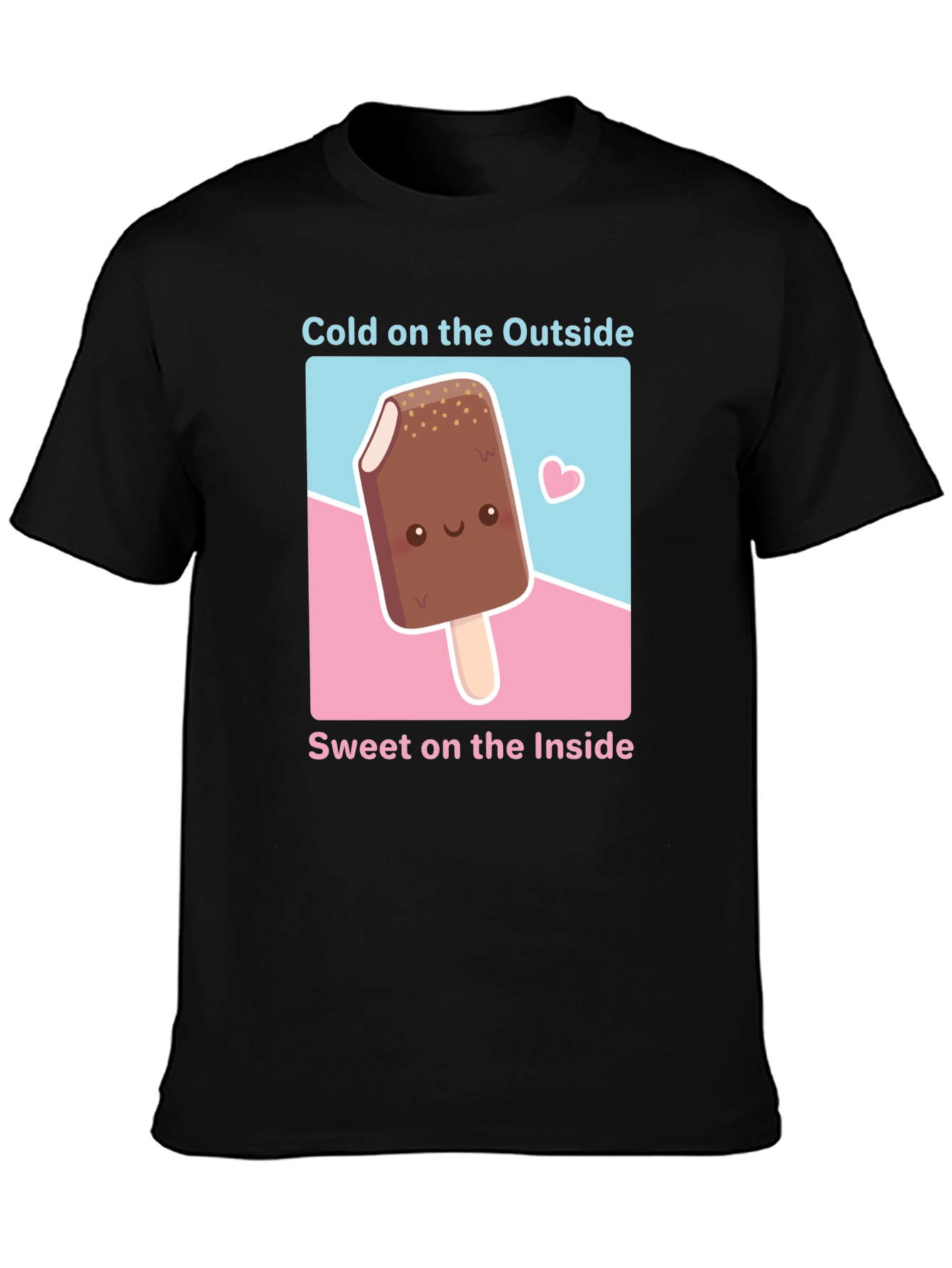 Black Cute Ice Cream T-Shirt - Cold Outside, Sweet Inside view 3