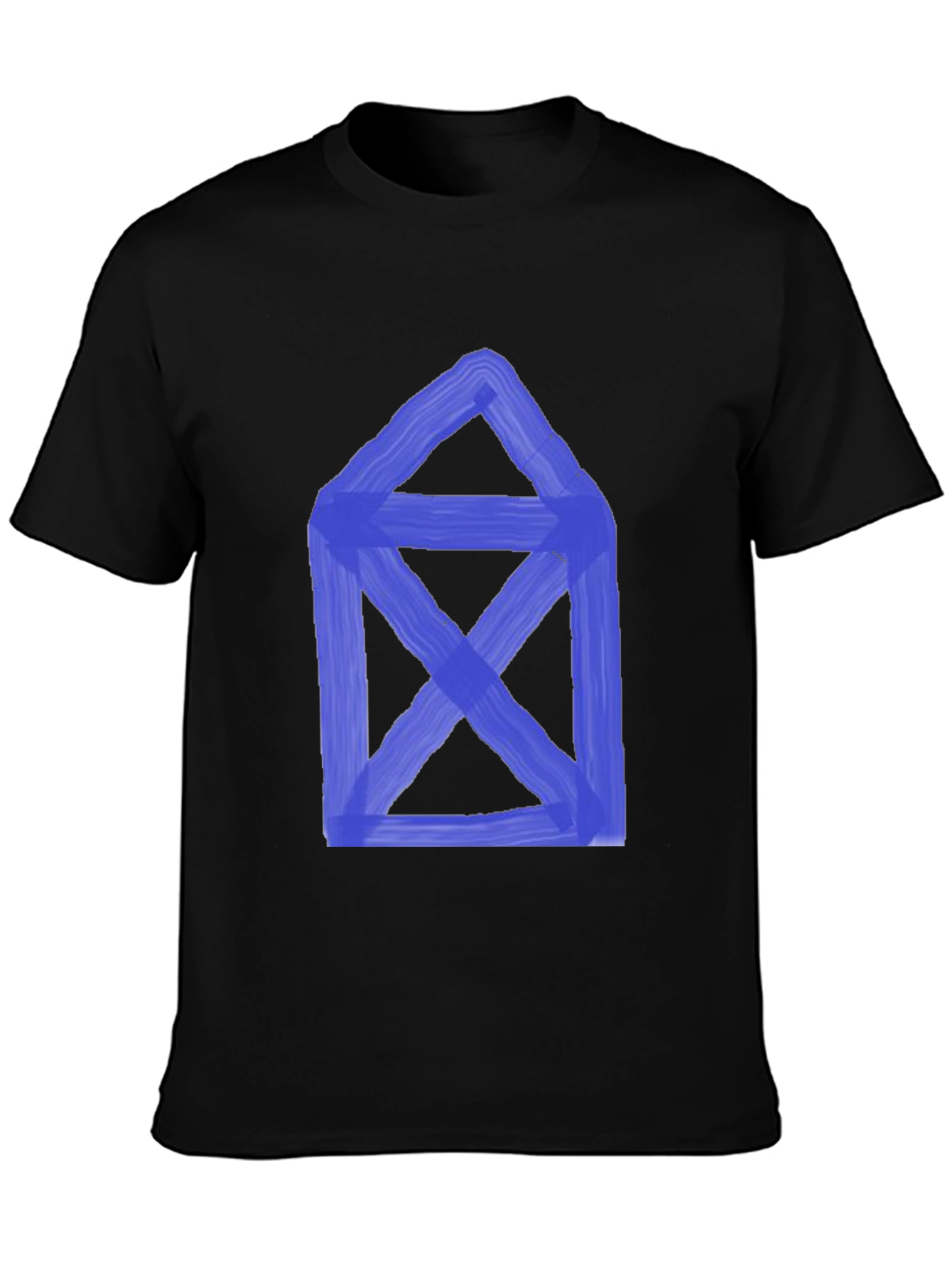Black Abstract Blue Graphic Print Black T-Shirt view 3
