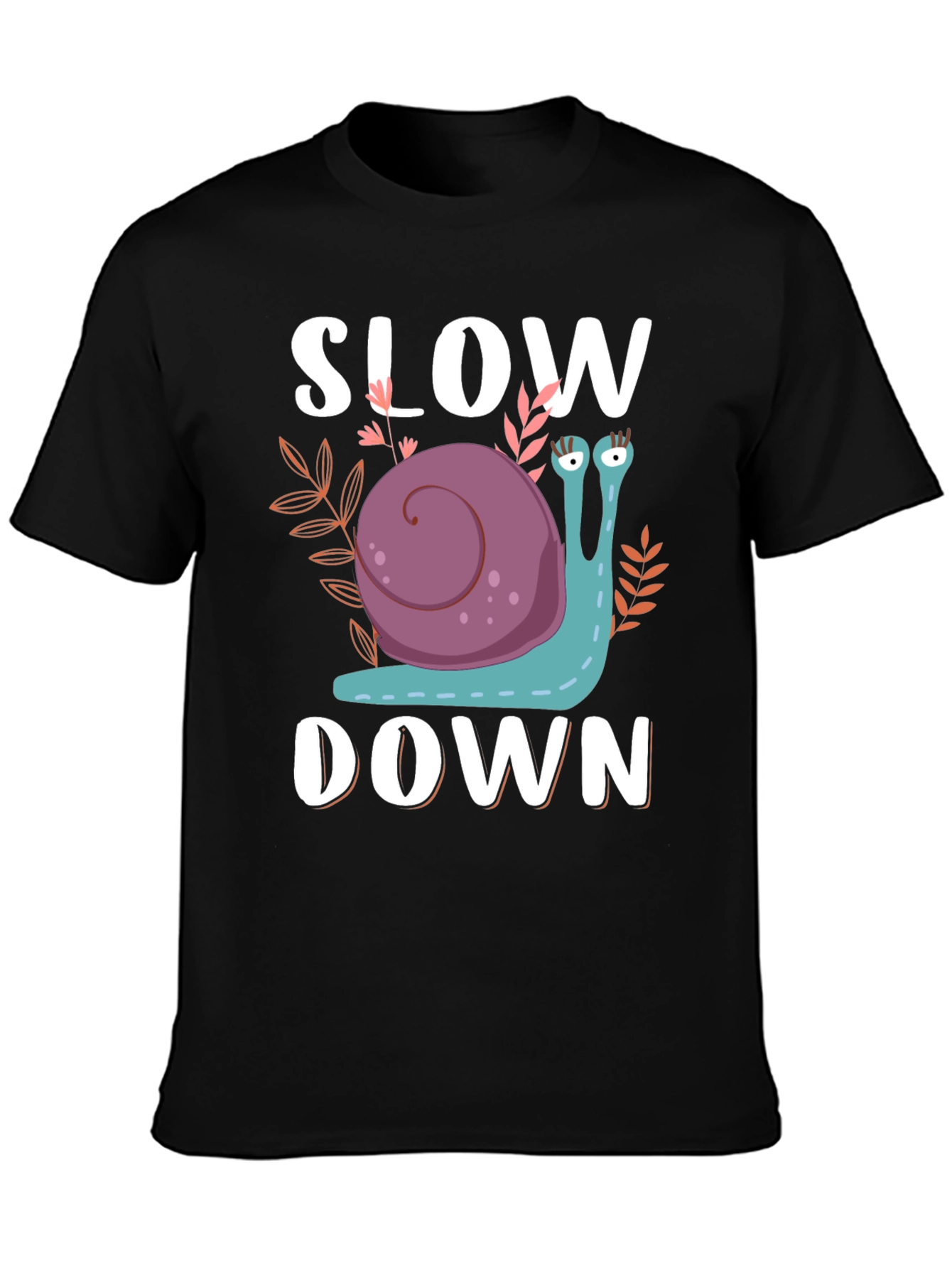 Black Slow Down Snail Graphic T-Shirt view 3