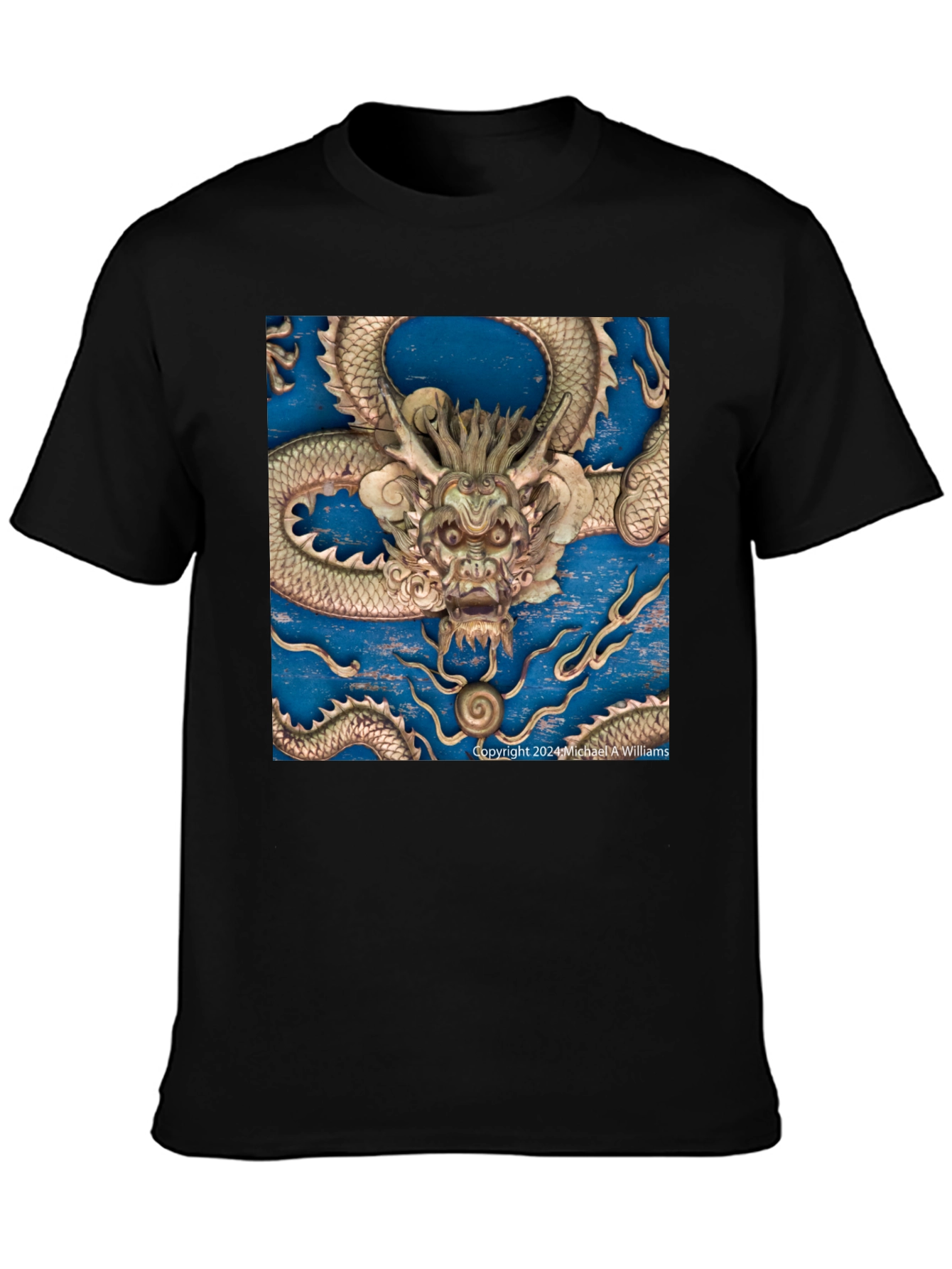 Black Dragon Carving T-Shirt view 3